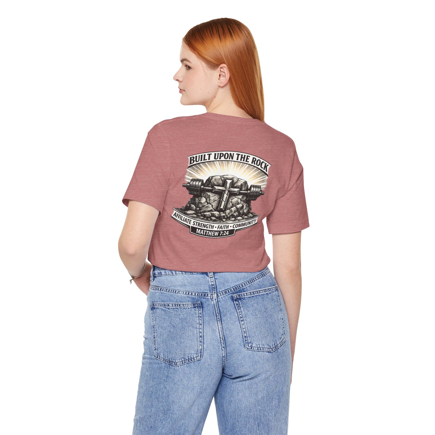 Built Upon the Rock T‑Shirt — Christian Faith Matthew 7:24 Graphic Tee