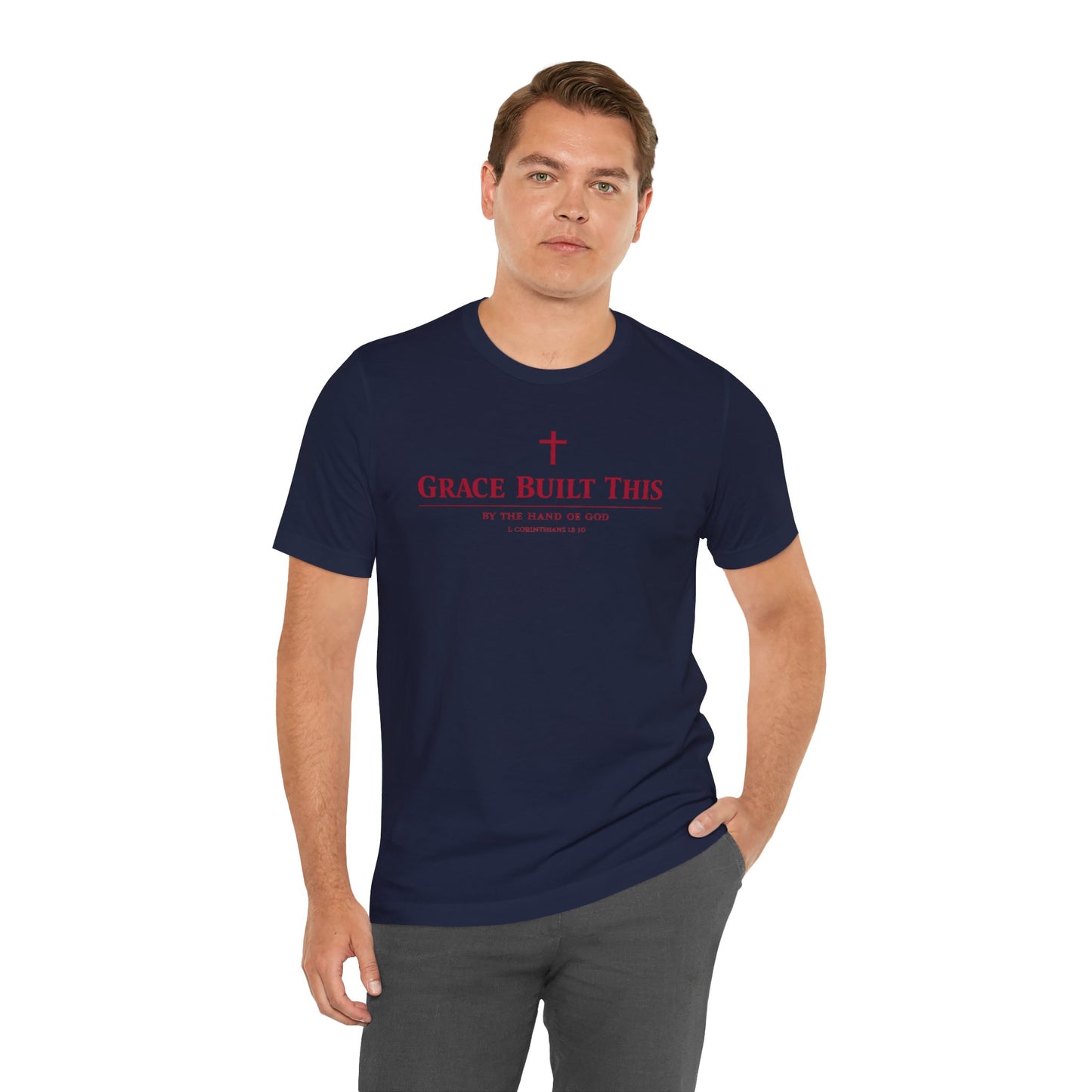 Grace Built This T-Shirt — Christian Faith Tee with Cross