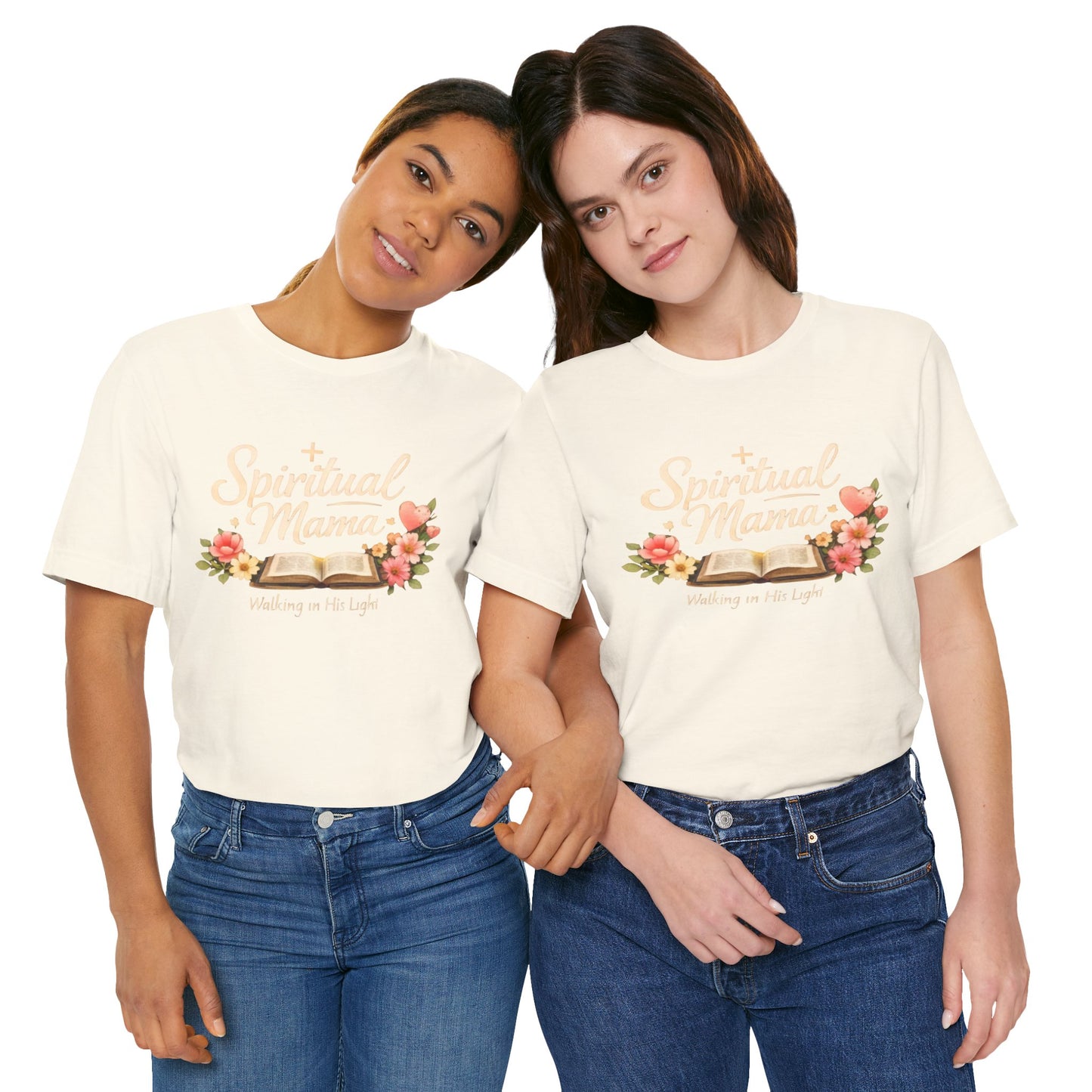 Spiritual Mama T-Shirt — "Walking in His Light" Floral Bible Tee