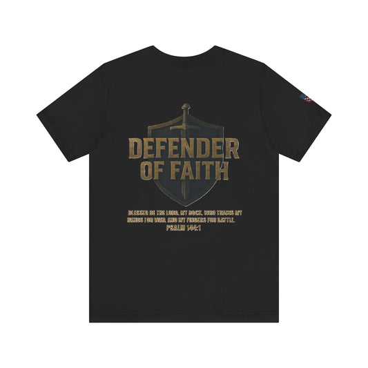 Psalm 144:1 'Defender of Faith' T-Shirt — Christian Scripture Tee