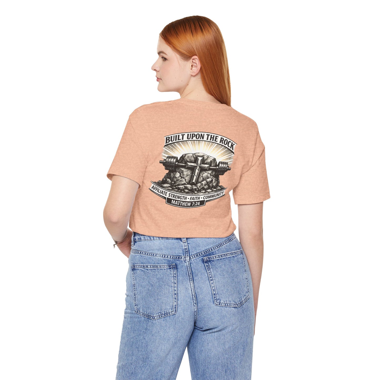 Built Upon the Rock T‑Shirt — Christian Faith Matthew 7:24 Graphic Tee