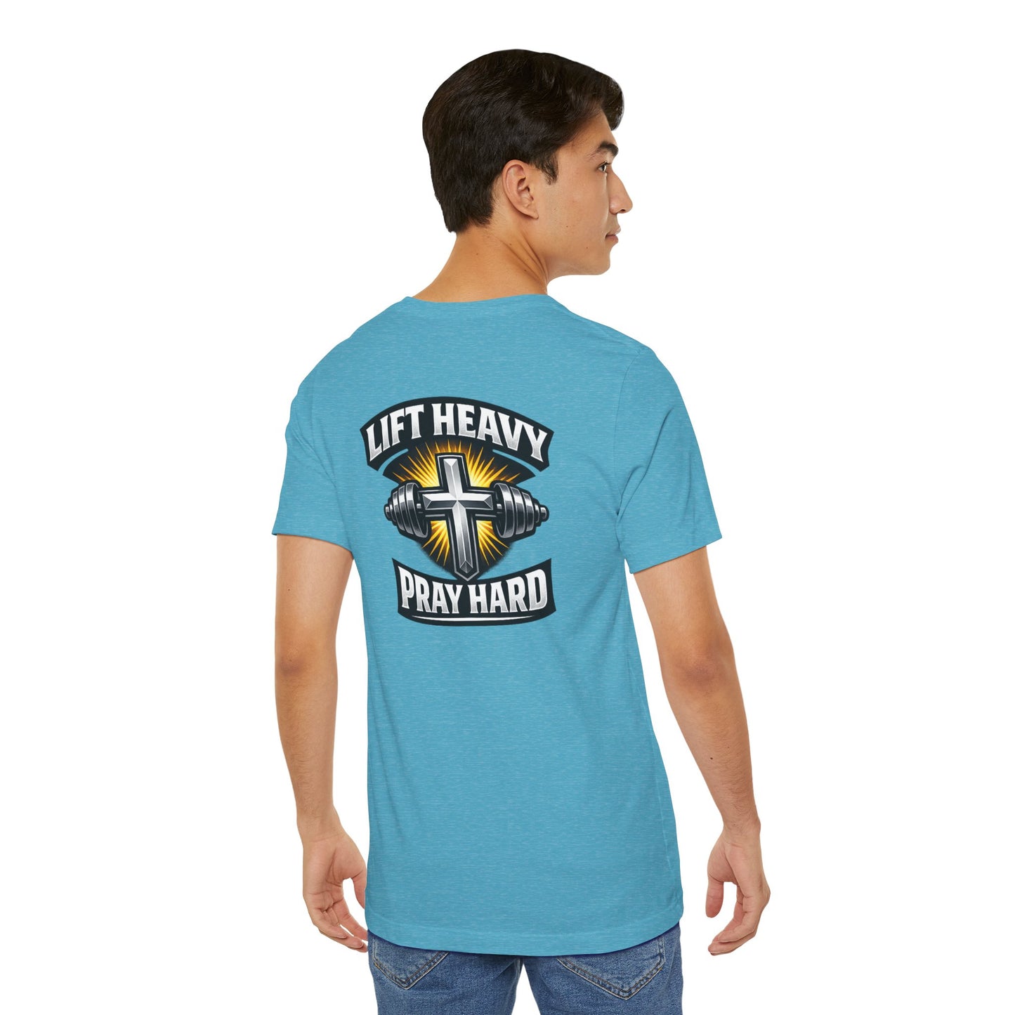 Lift Heavy Pray Hard T‑Shirt — Christian Fitness Gym Tee