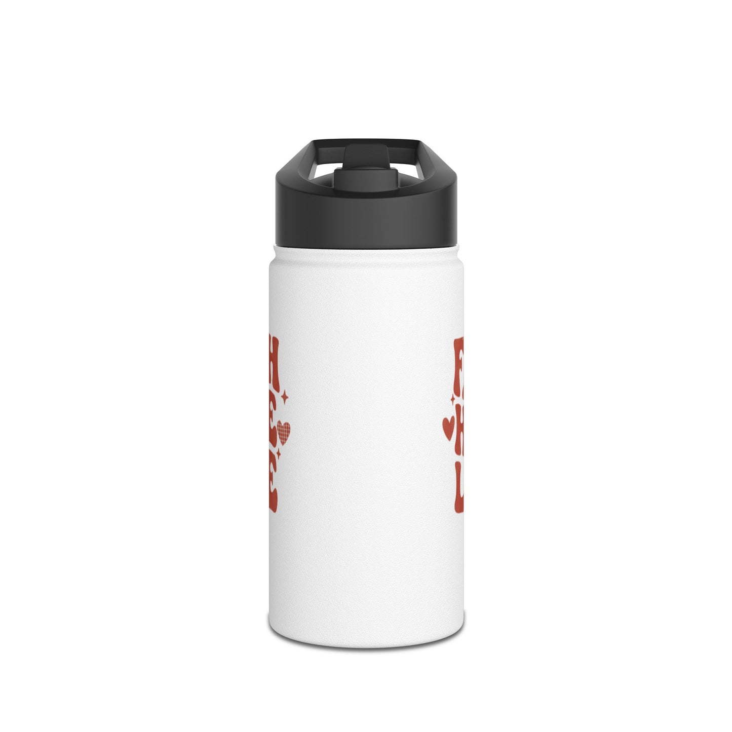 Faith Hope Love Stainless Steel Water Bottle — Retro Heart Typography