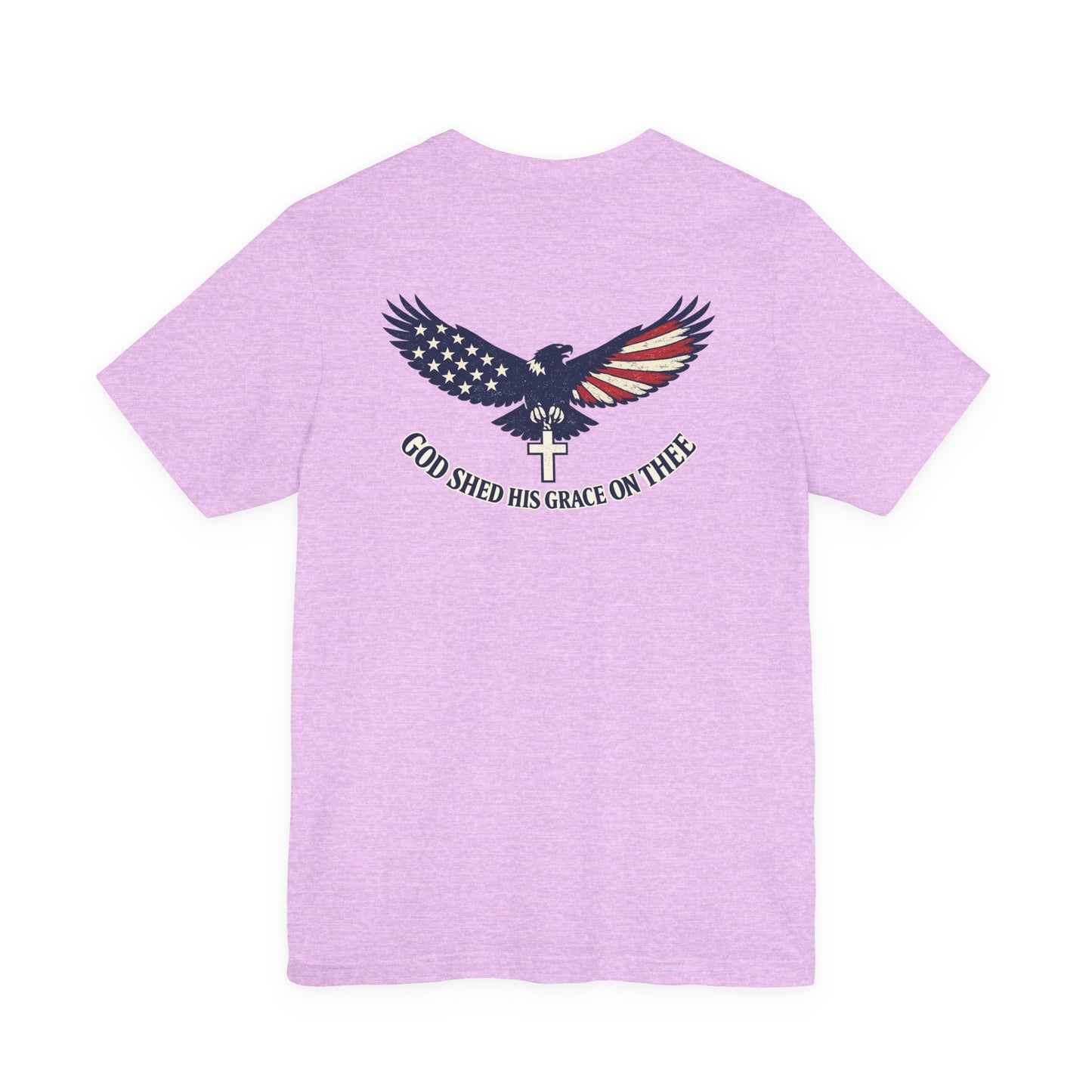 Patriotic Eagle T‑Shirt — "God Shed His Grace on Thee" Back Graphic Tee