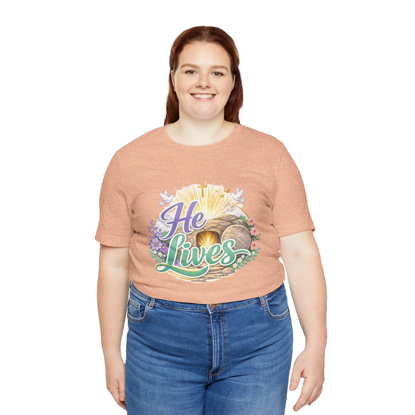 He Lives Jesus Tomb Tee — Christian Easter T‑Shirt