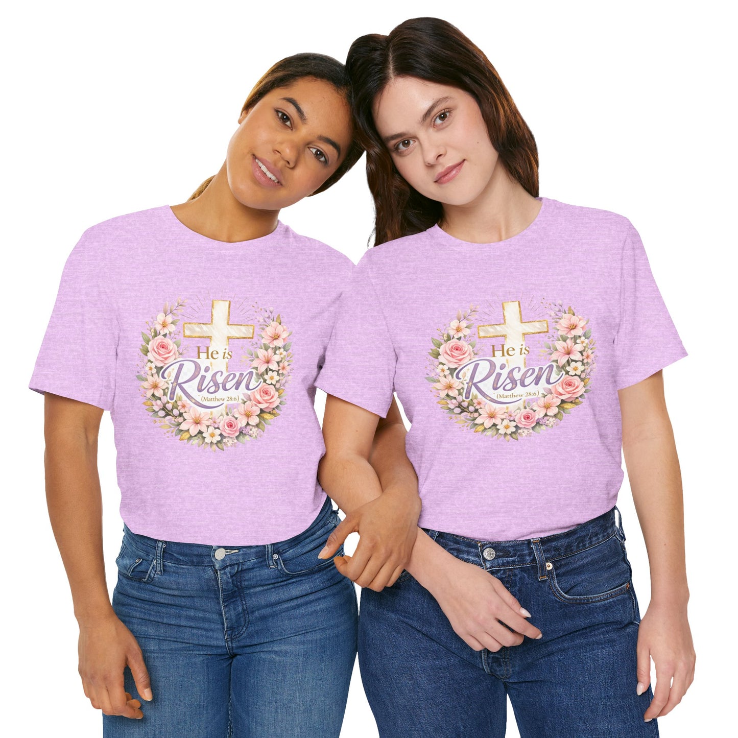 He Is Risen Floral Cross T-Shirt