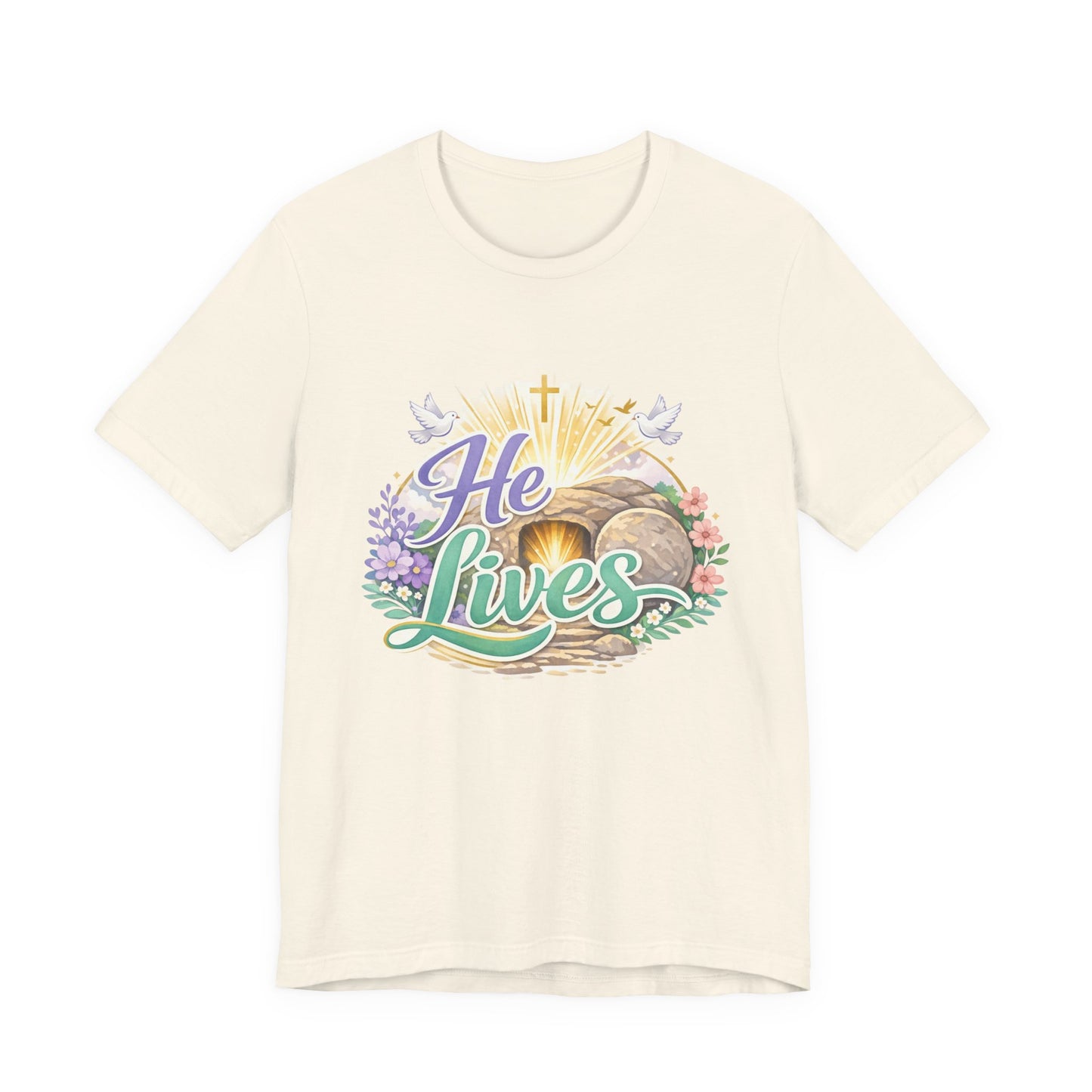 He Lives Jesus Tomb Tee — Christian Easter T‑Shirt