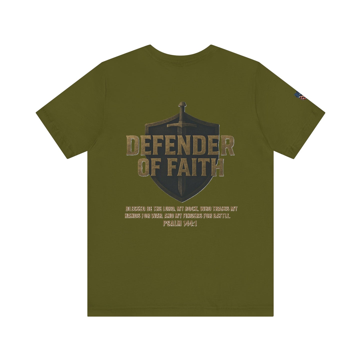 Psalm 144:1 'Defender of Faith' T-Shirt — Christian Scripture Tee