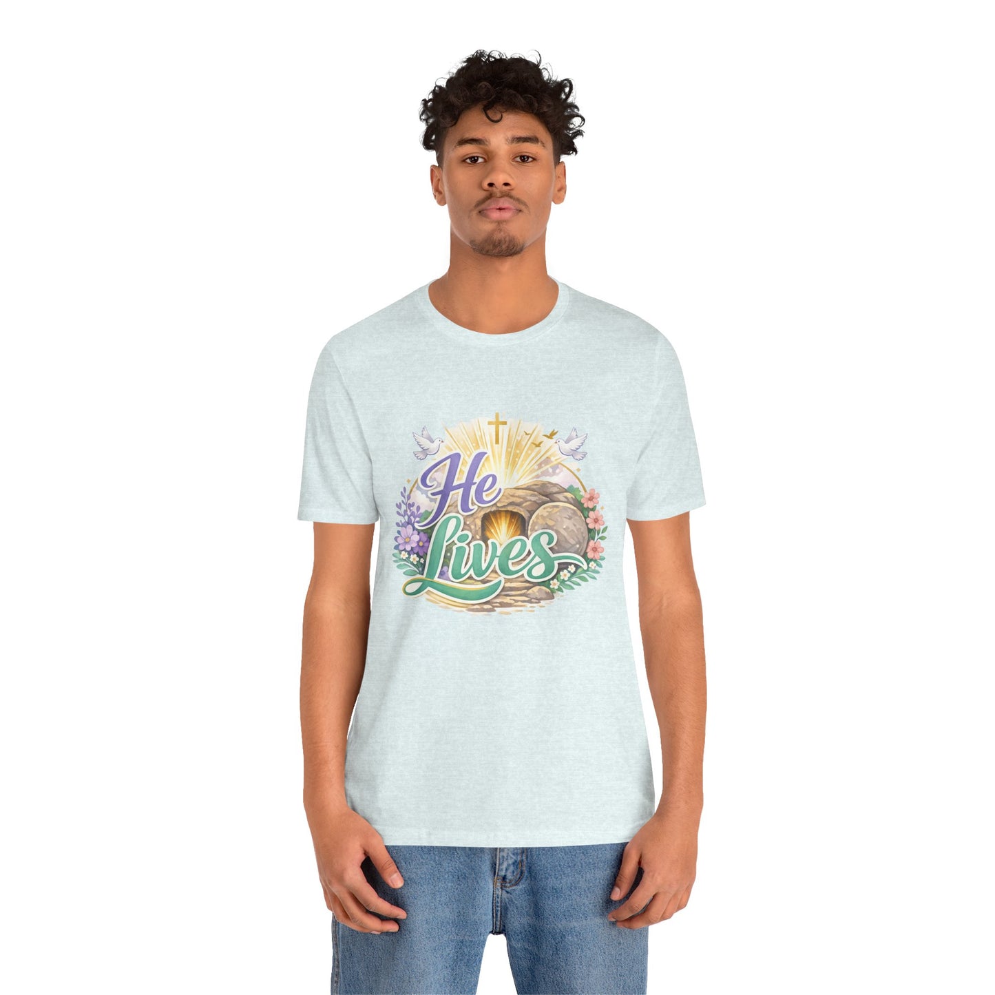 He Lives Jesus Tomb Tee — Christian Easter T‑Shirt