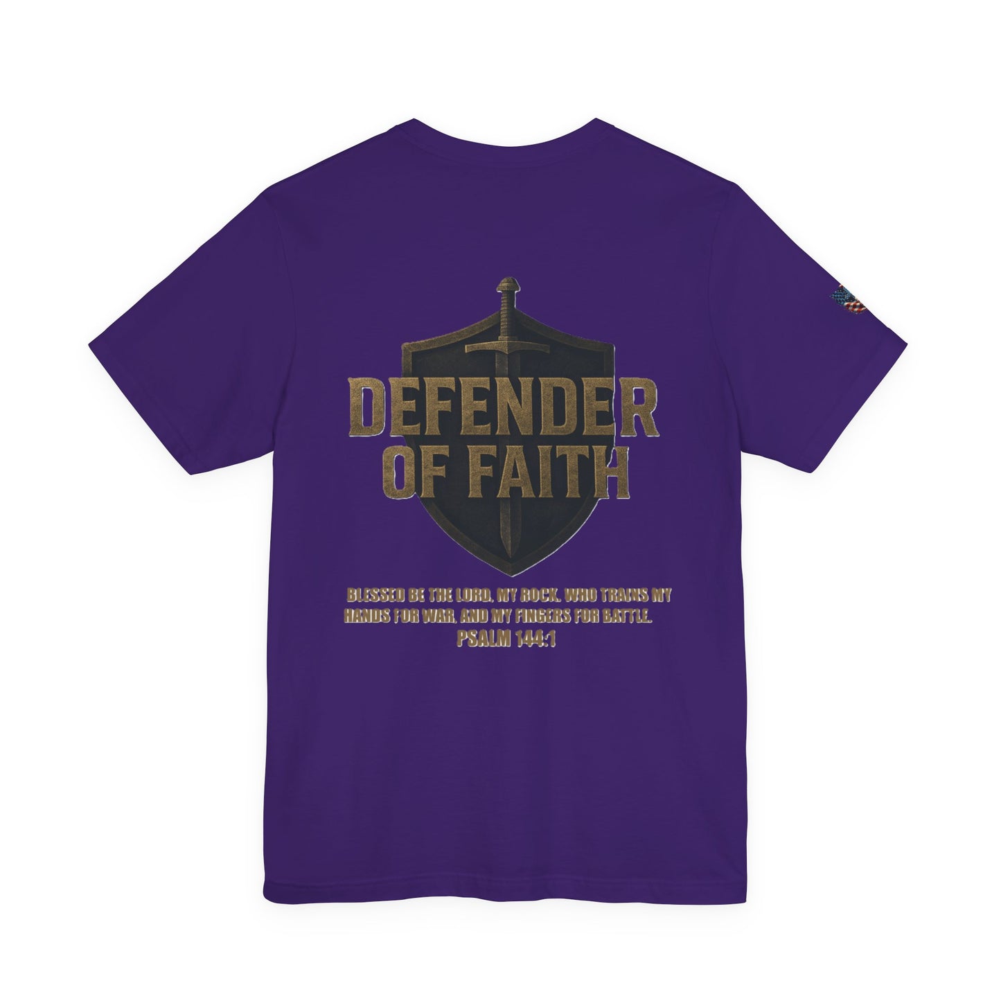 Psalm 144:1 'Defender of Faith' T-Shirt — Christian Scripture Tee