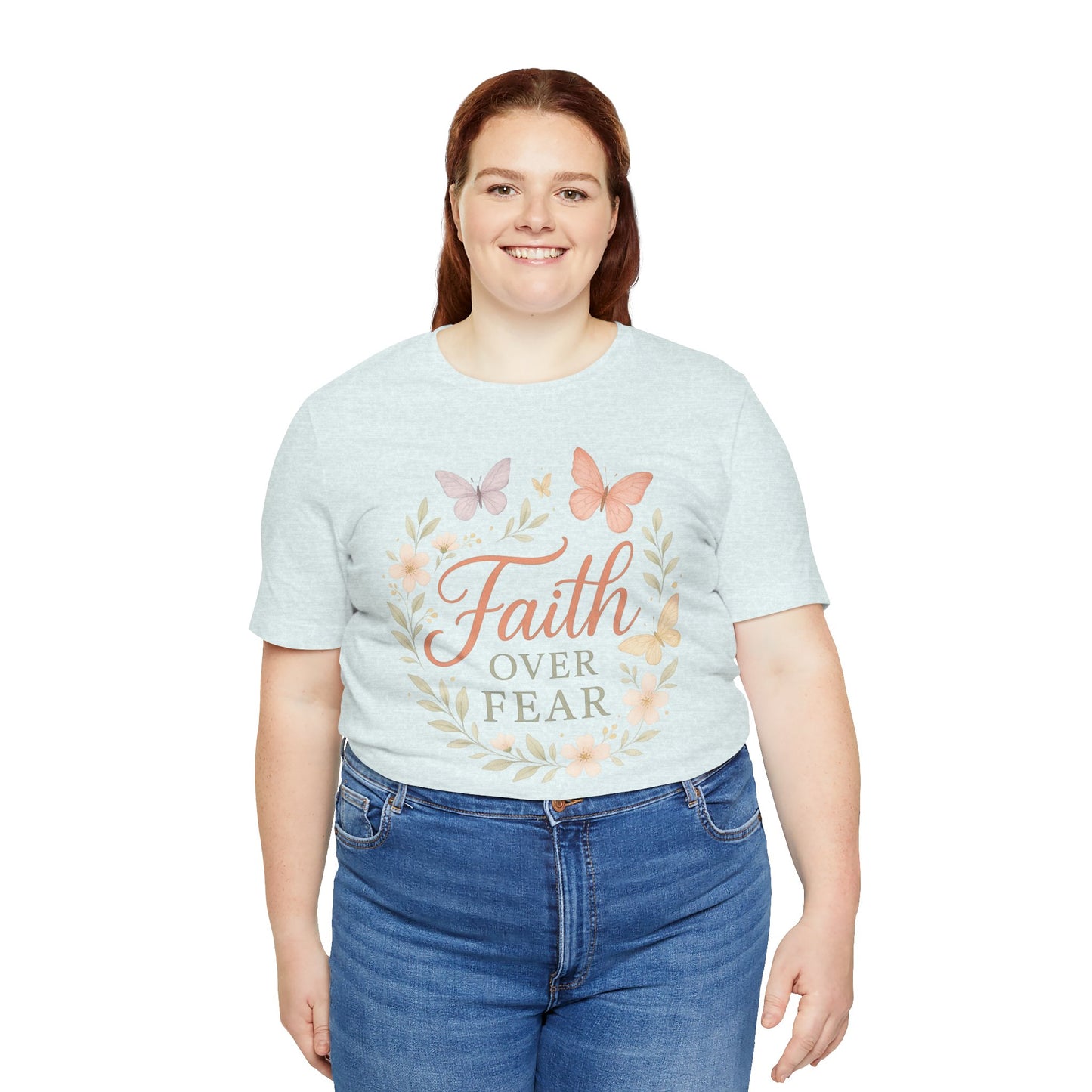 Faith Over Fear T-Shirt — Floral Butterfly Inspirational Tee