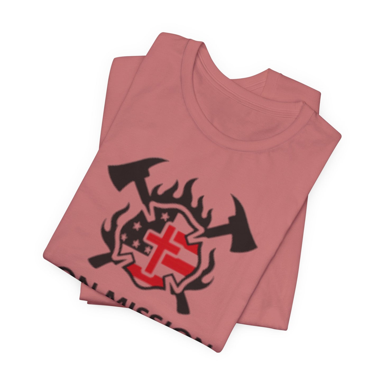 On Mission Christian Cross & American Flag T‑Shirt