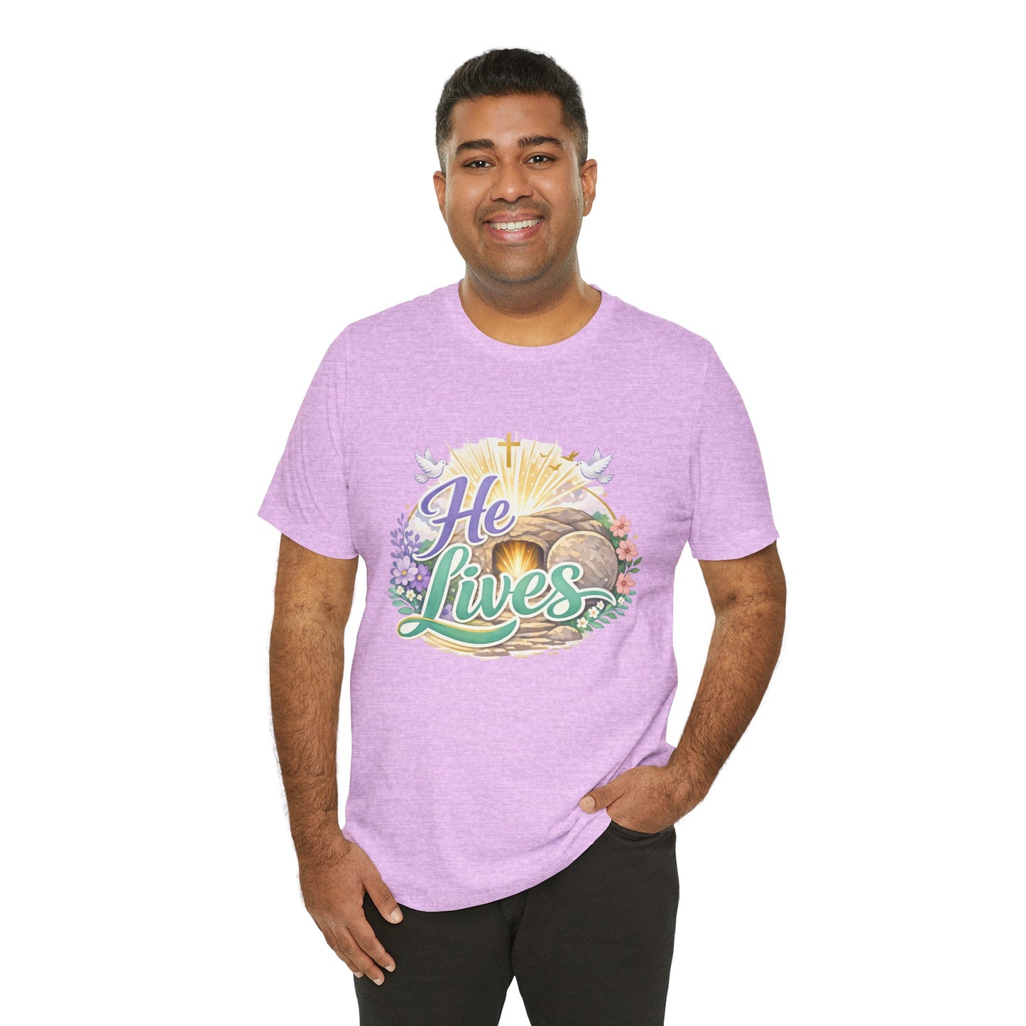 He Lives Jesus Tomb Tee — Christian Easter T‑Shirt