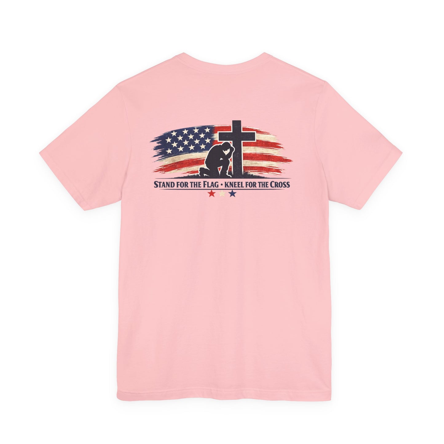 Patriotic Cross Tee – "Stand for the Flag, Kneel for the Cross" Short Sleeve T-Shirt