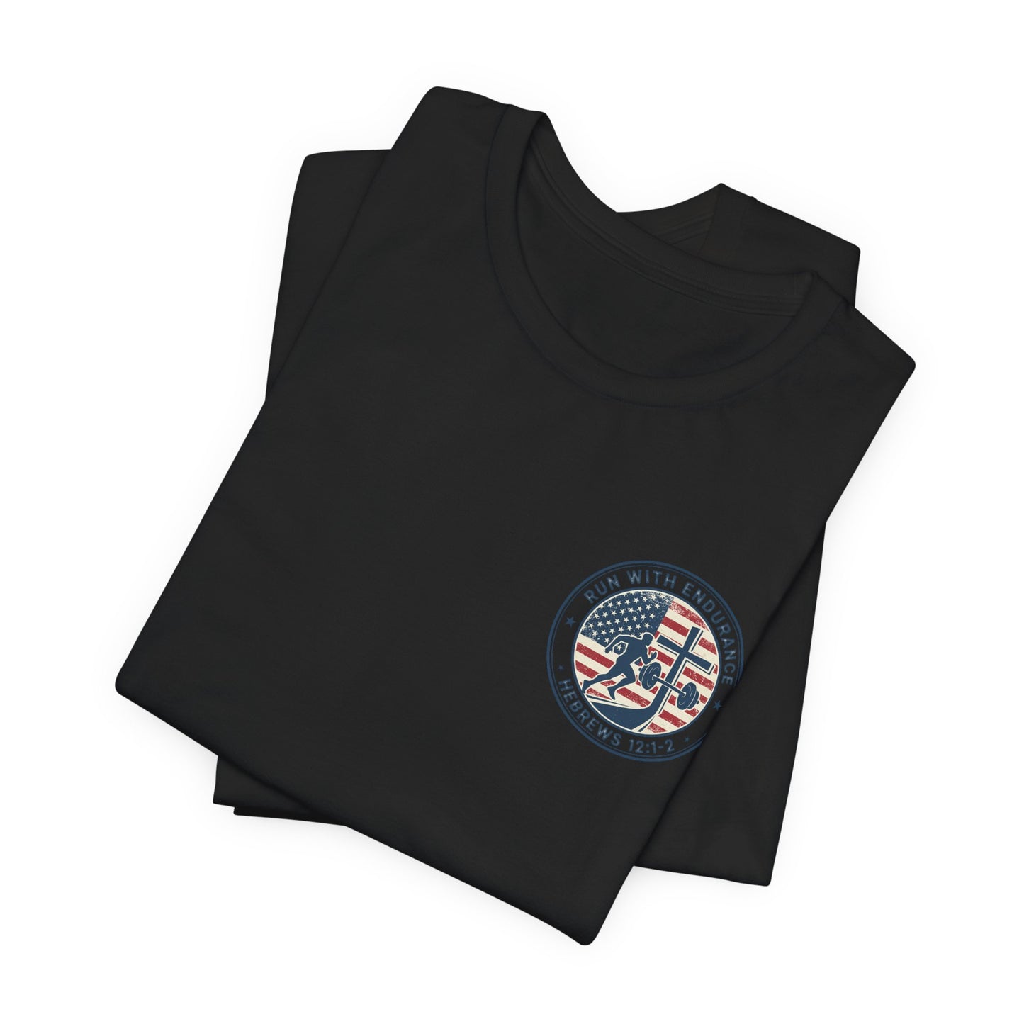 Hebrews 12:1-2 'Run With Endurance' T-Shirt — Inspirational Christian Tee