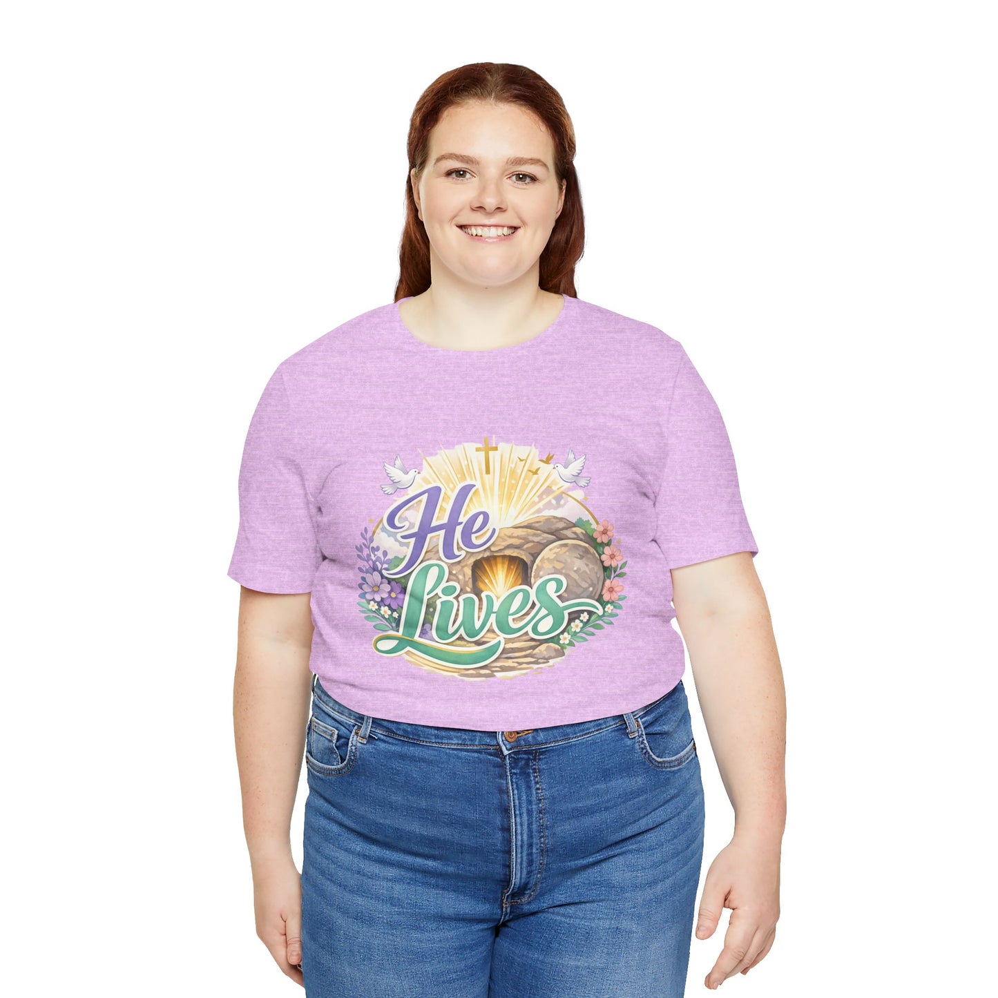 He Lives Jesus Tomb Tee — Christian Easter T‑Shirt