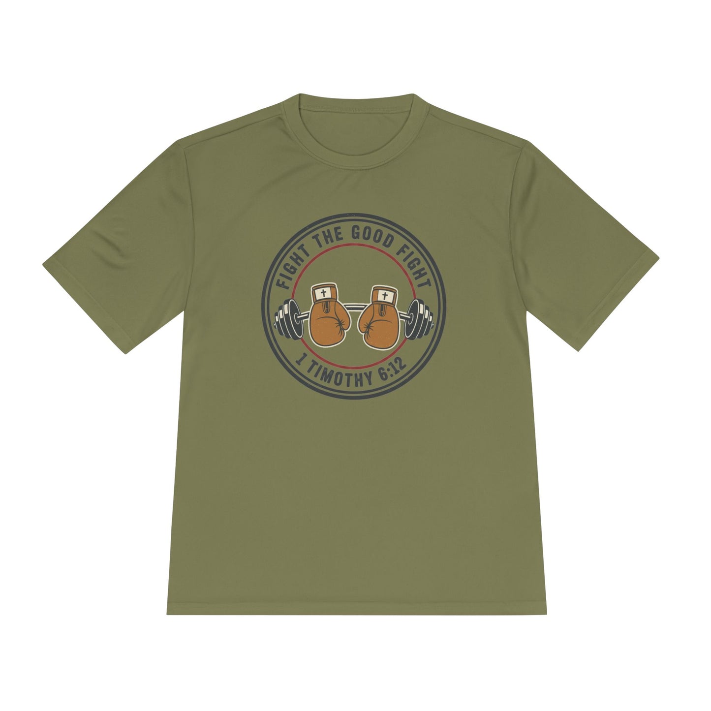 1 Timothy 6:12 'Fight the Good Fight' Moisture-Wicking Workout Tee
