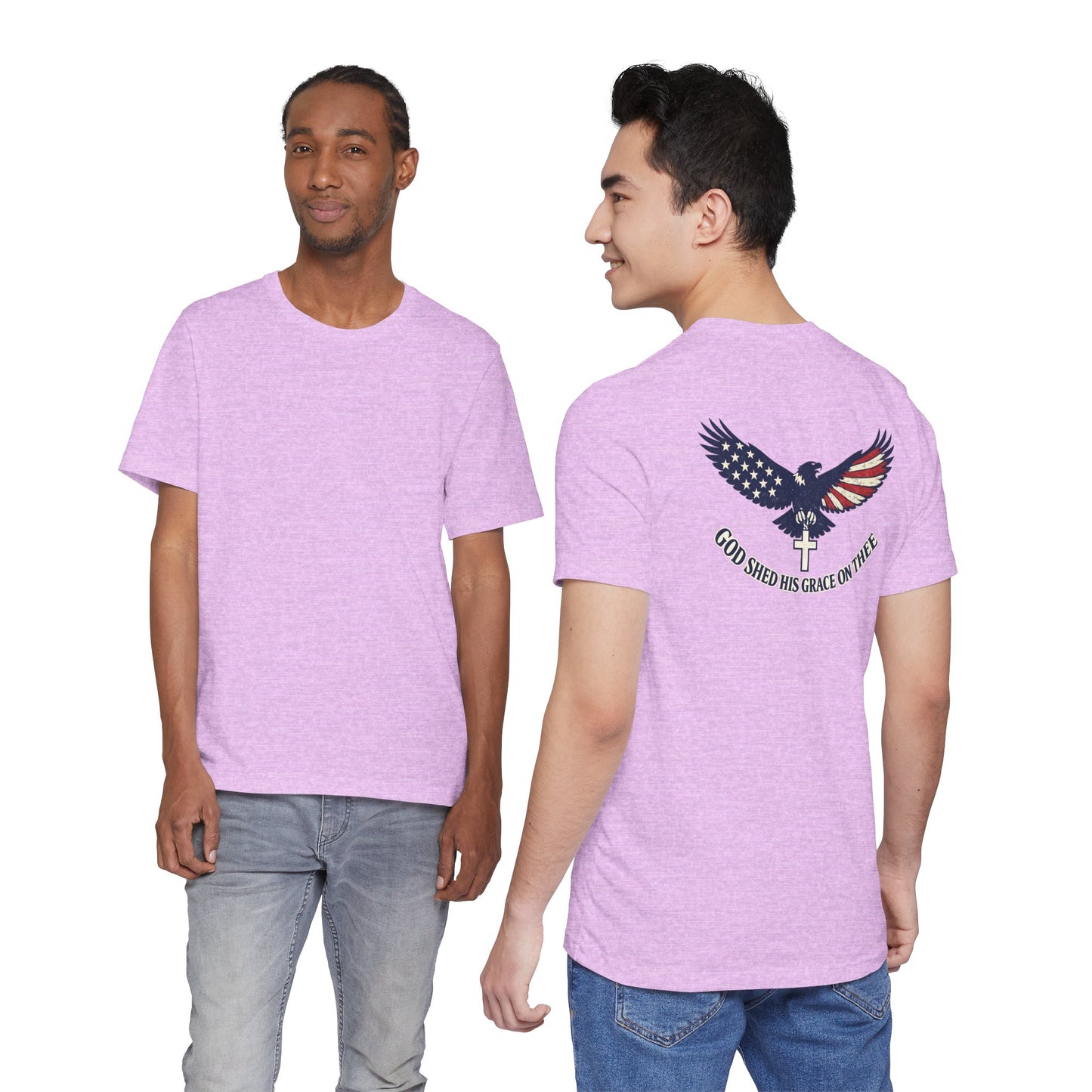 Patriotic Eagle T‑Shirt — "God Shed His Grace on Thee" Back Graphic Tee