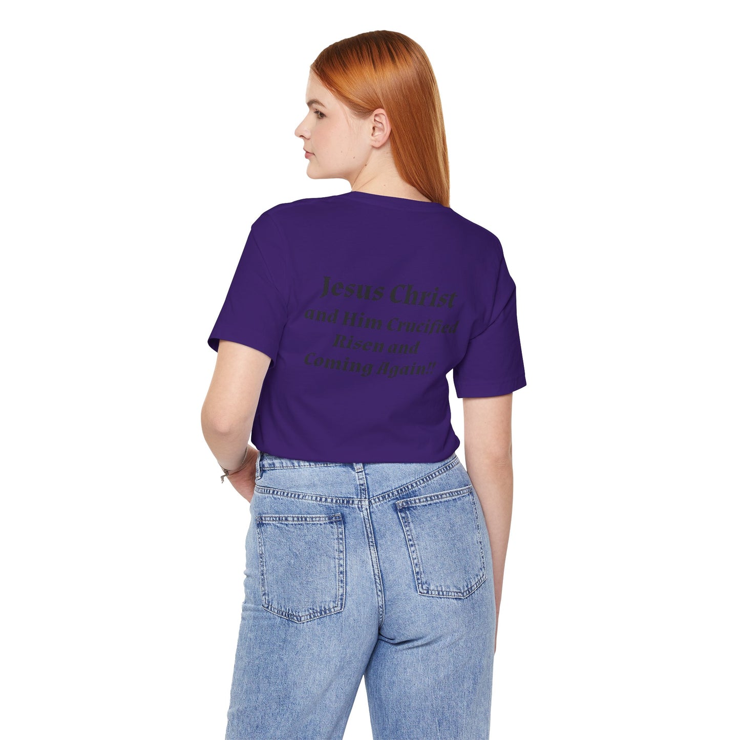 Jesus Christ (JC) Cross Tee — Crucified, Risen & Coming Again