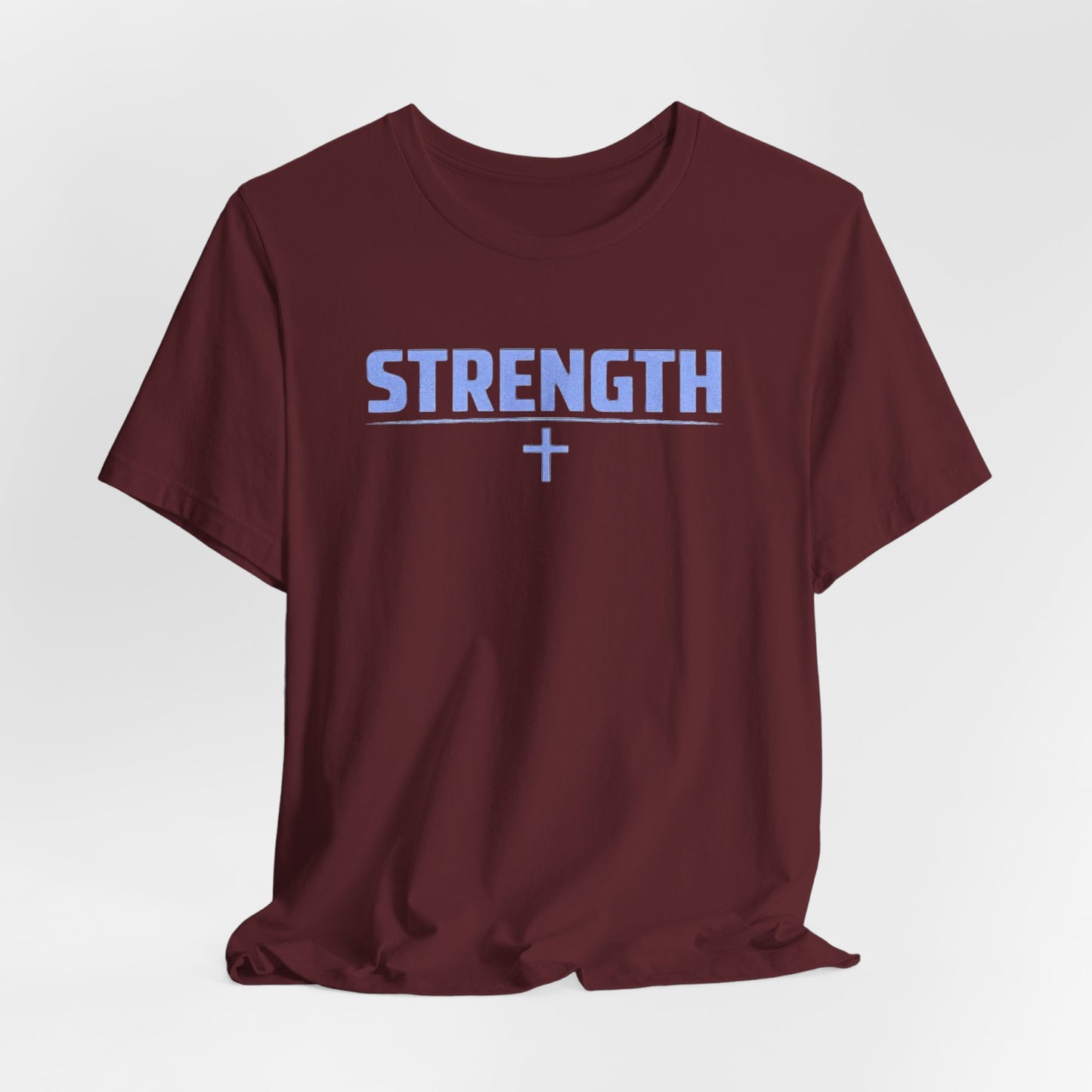 Strength with Cross Tee — Minimal Motivational Fitness Shirt