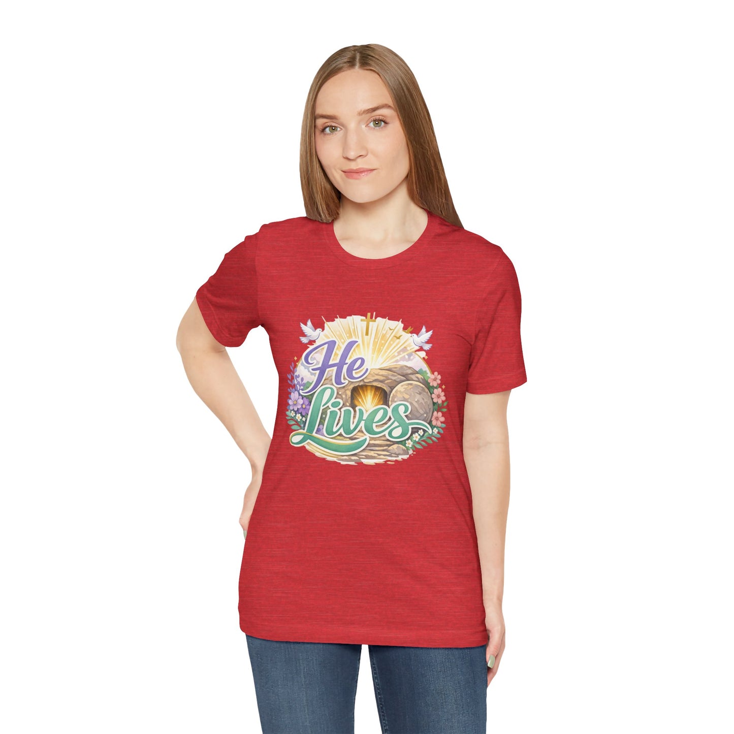 He Lives Jesus Tomb Tee — Christian Easter T‑Shirt