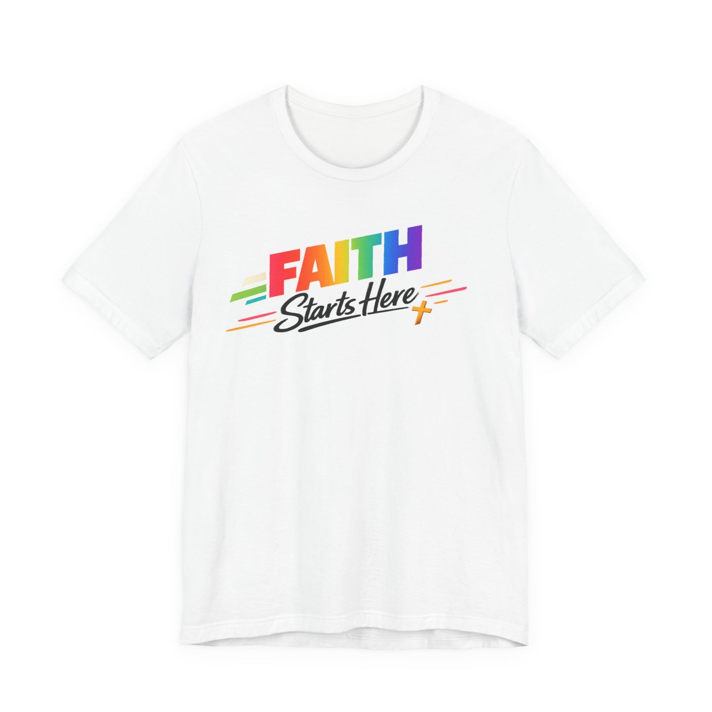 Faith Starts Here Rainbow Tee