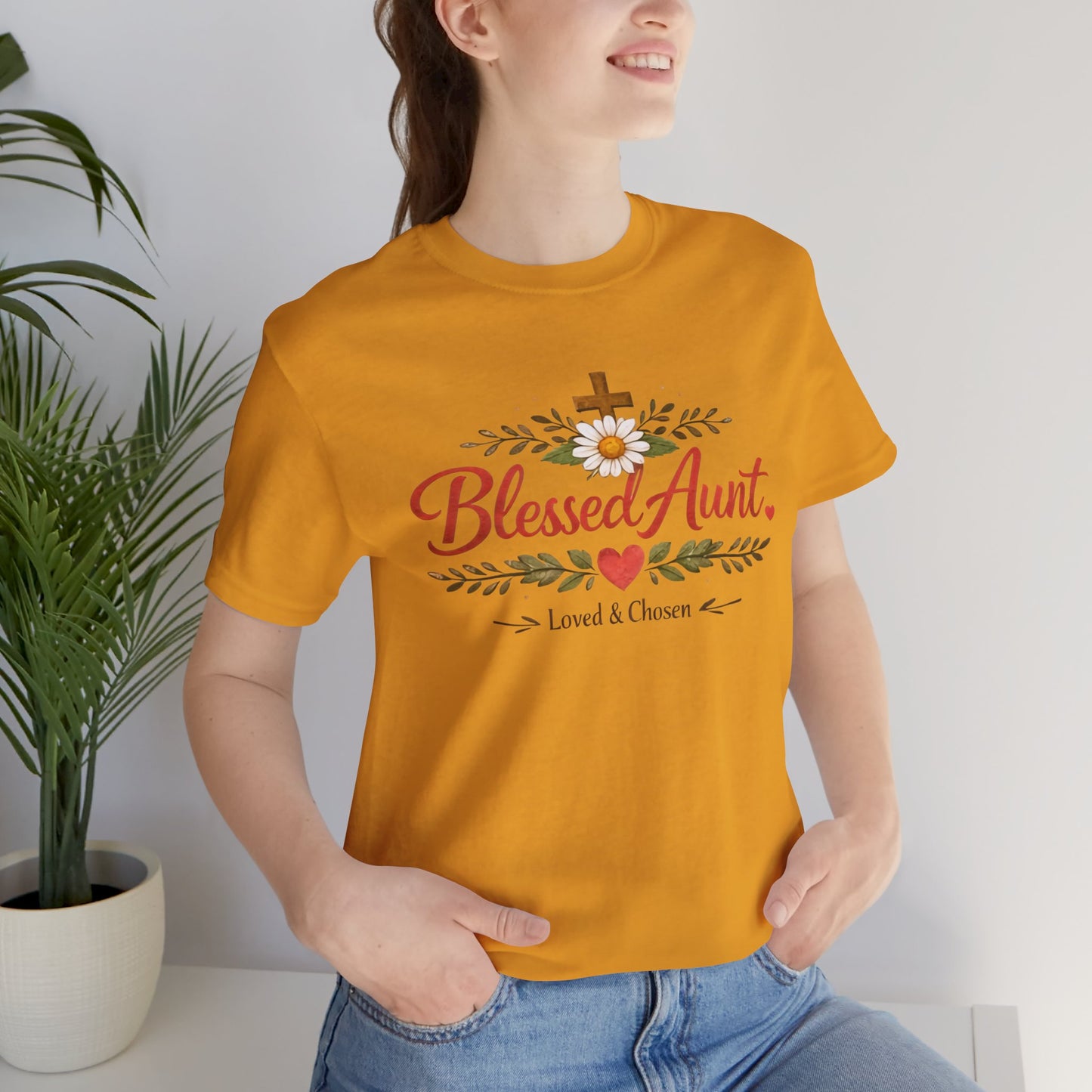 Blessed Aunt T-Shirt - "Blessed Aunt Loved & Chosen" Christian Floral Tee