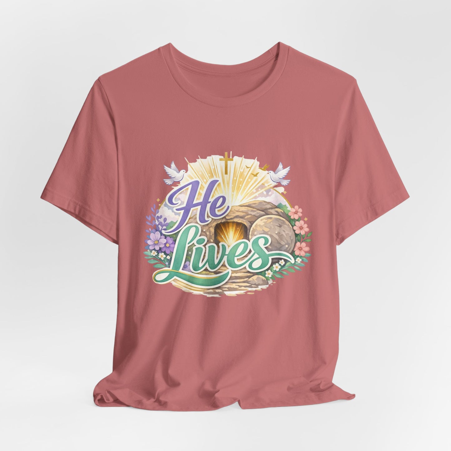 He Lives Jesus Tomb Tee — Christian Easter T‑Shirt