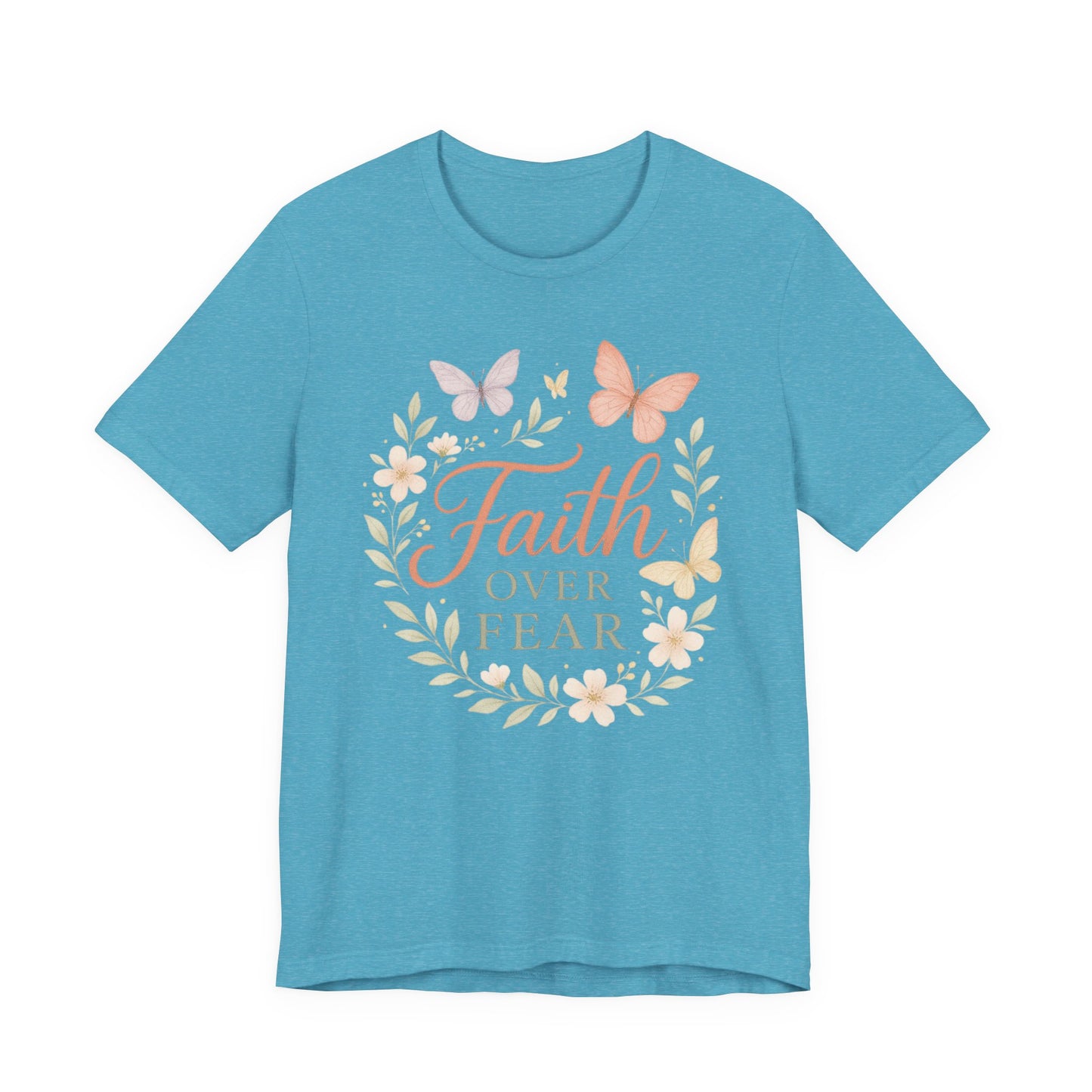 Faith Over Fear T-Shirt — Floral Butterfly Inspirational Tee