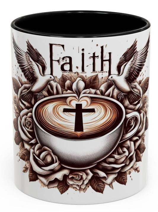 Accent Coffee Mug (11, 15oz) "Faith & Coffee"