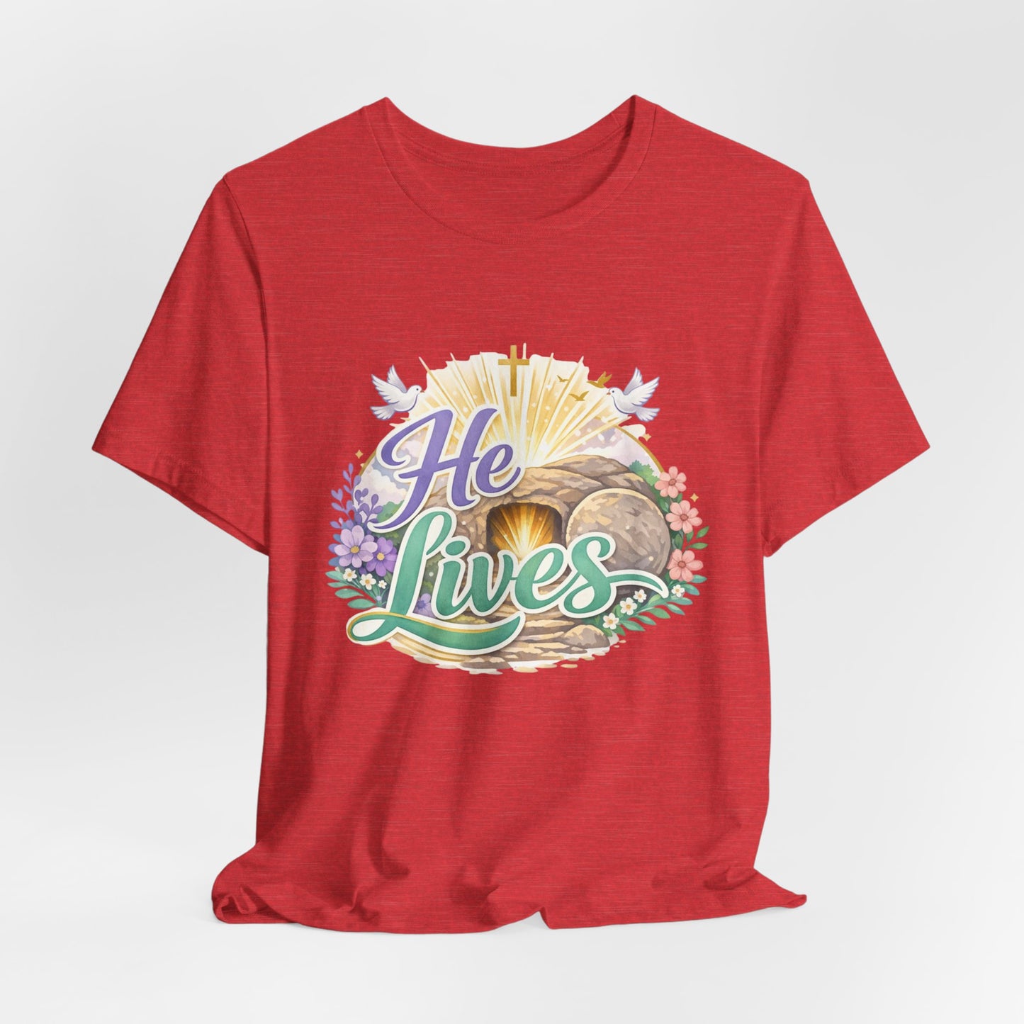 He Lives Jesus Tomb Tee — Christian Easter T‑Shirt