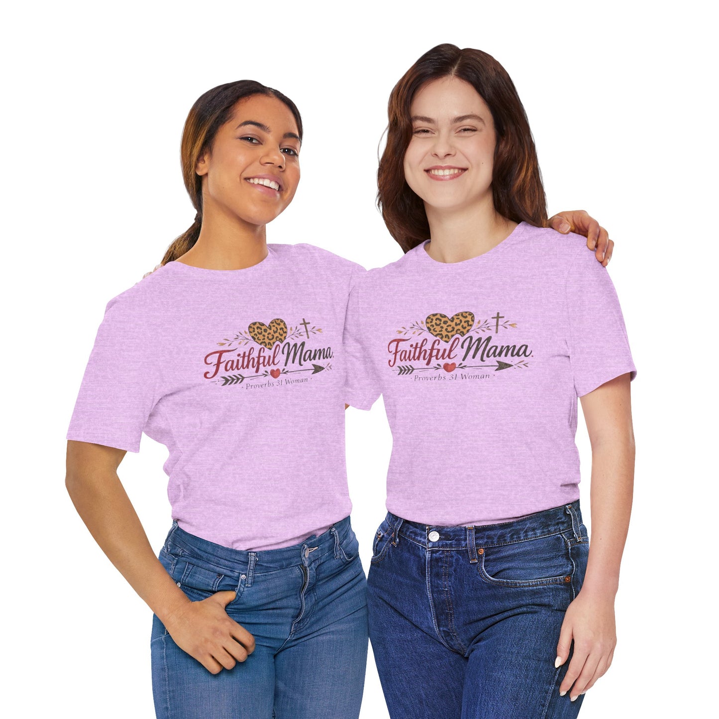 Faithful Mama T-Shirt - Leopard Heart Christian Mom Tee (Proverbs 31 Woman)