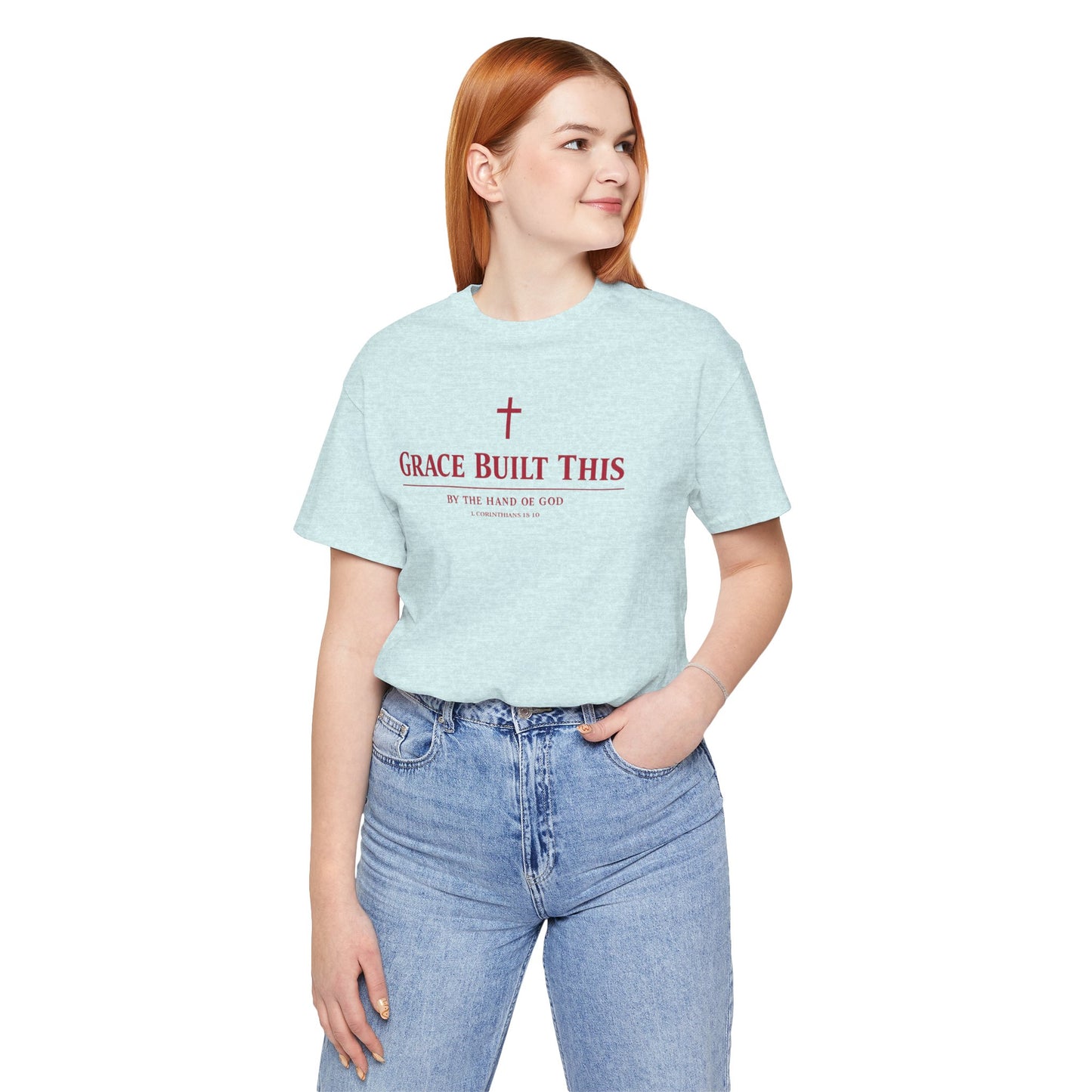 Grace Built This T-Shirt — Christian Faith Tee with Cross