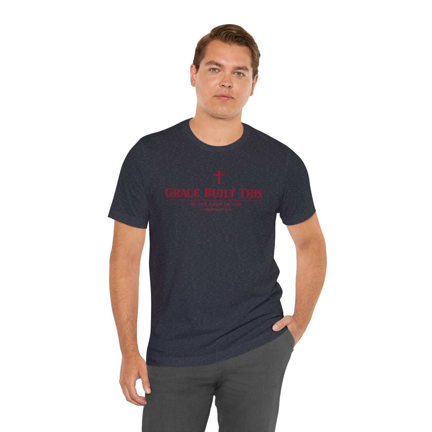 Grace Built This T-Shirt — Christian Faith Tee with Cross