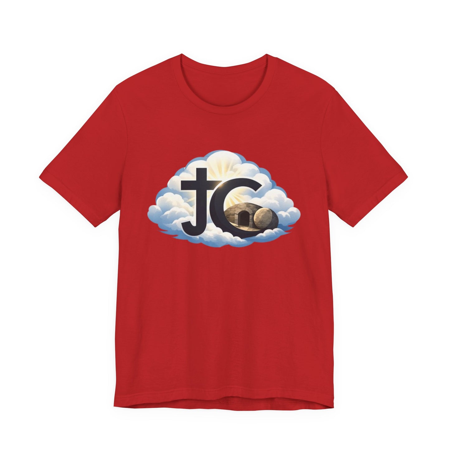 Jesus Christ (JC) Cross Tee — Crucified, Risen & Coming Again