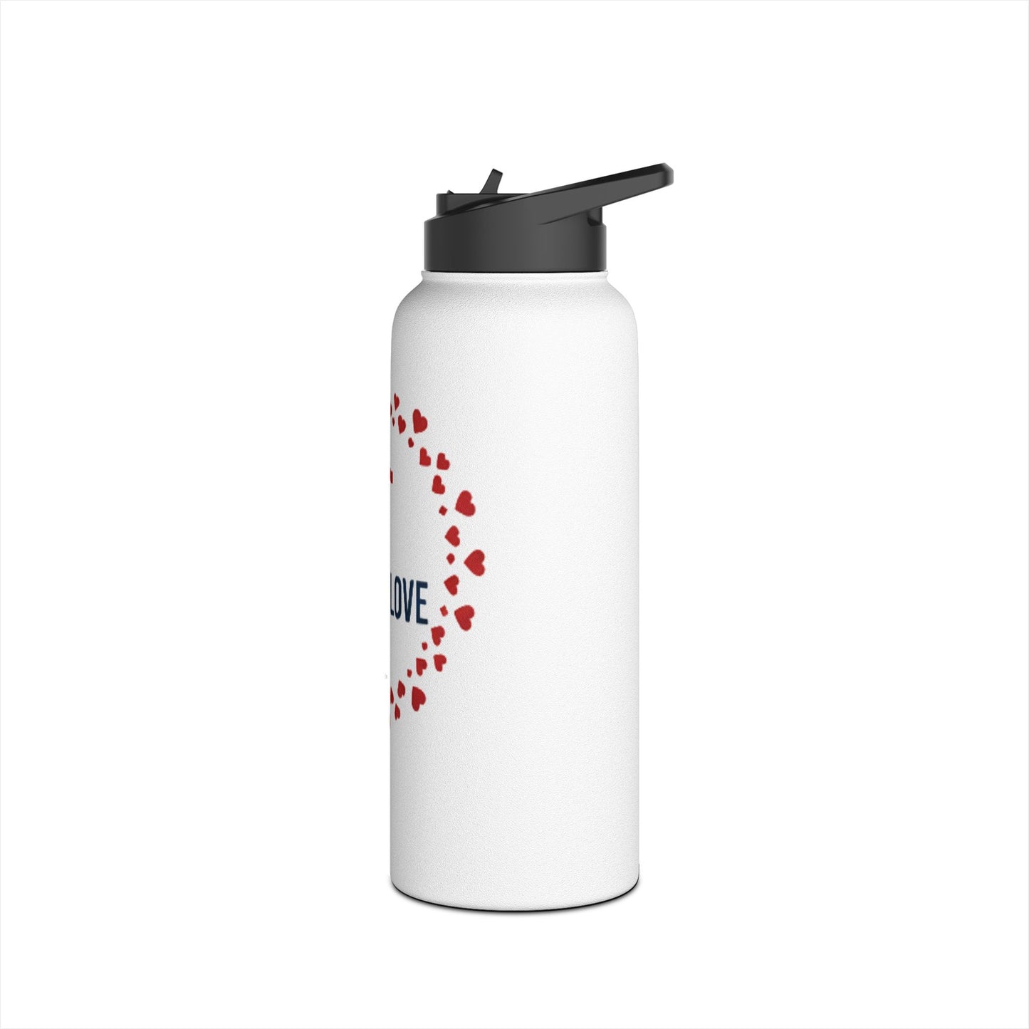 God Is Love Stainless Steel Water Bottle — Christian Cross Heart Design