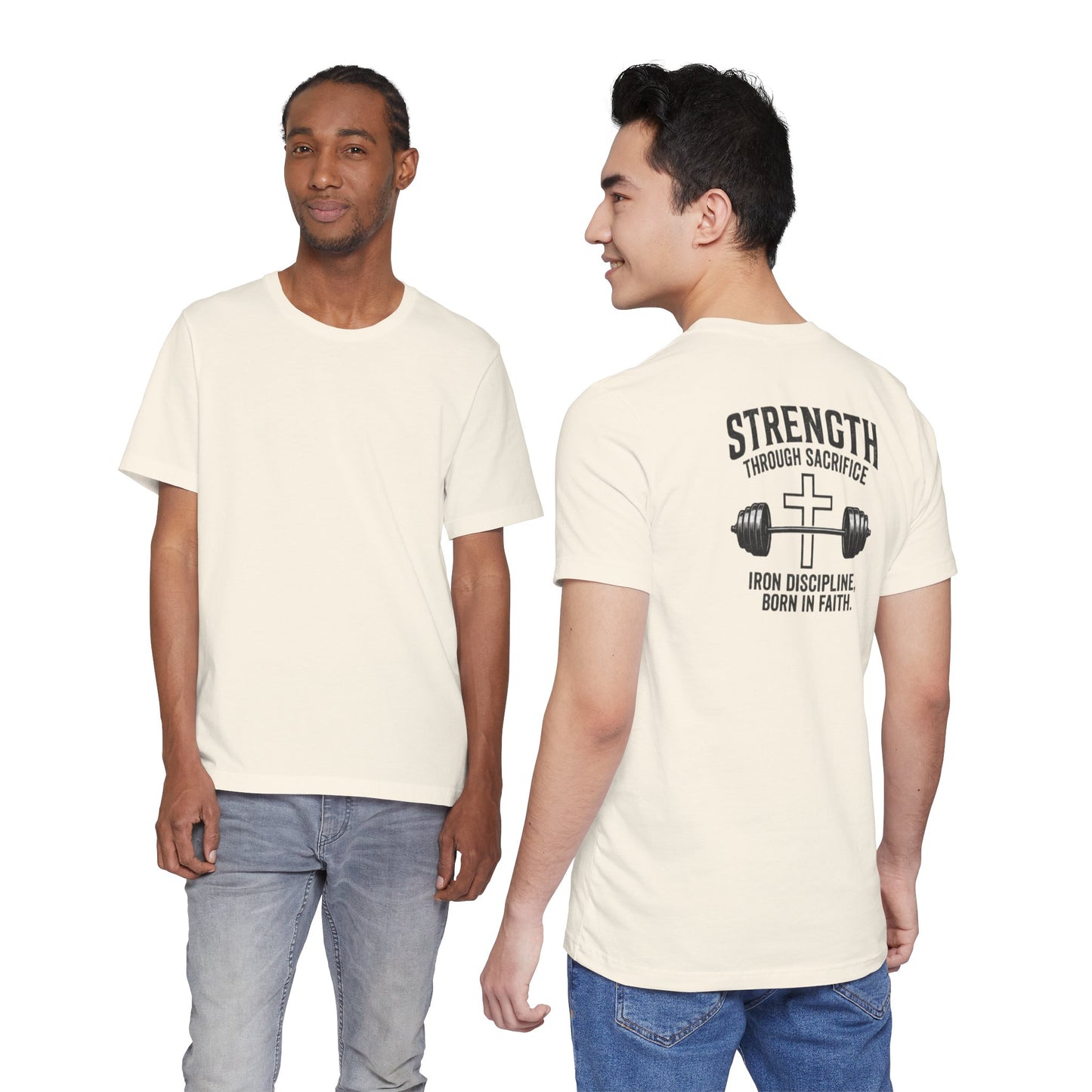 Strength Through Sacrifice Tee — Faith & Fitness Workout T‑Shirt