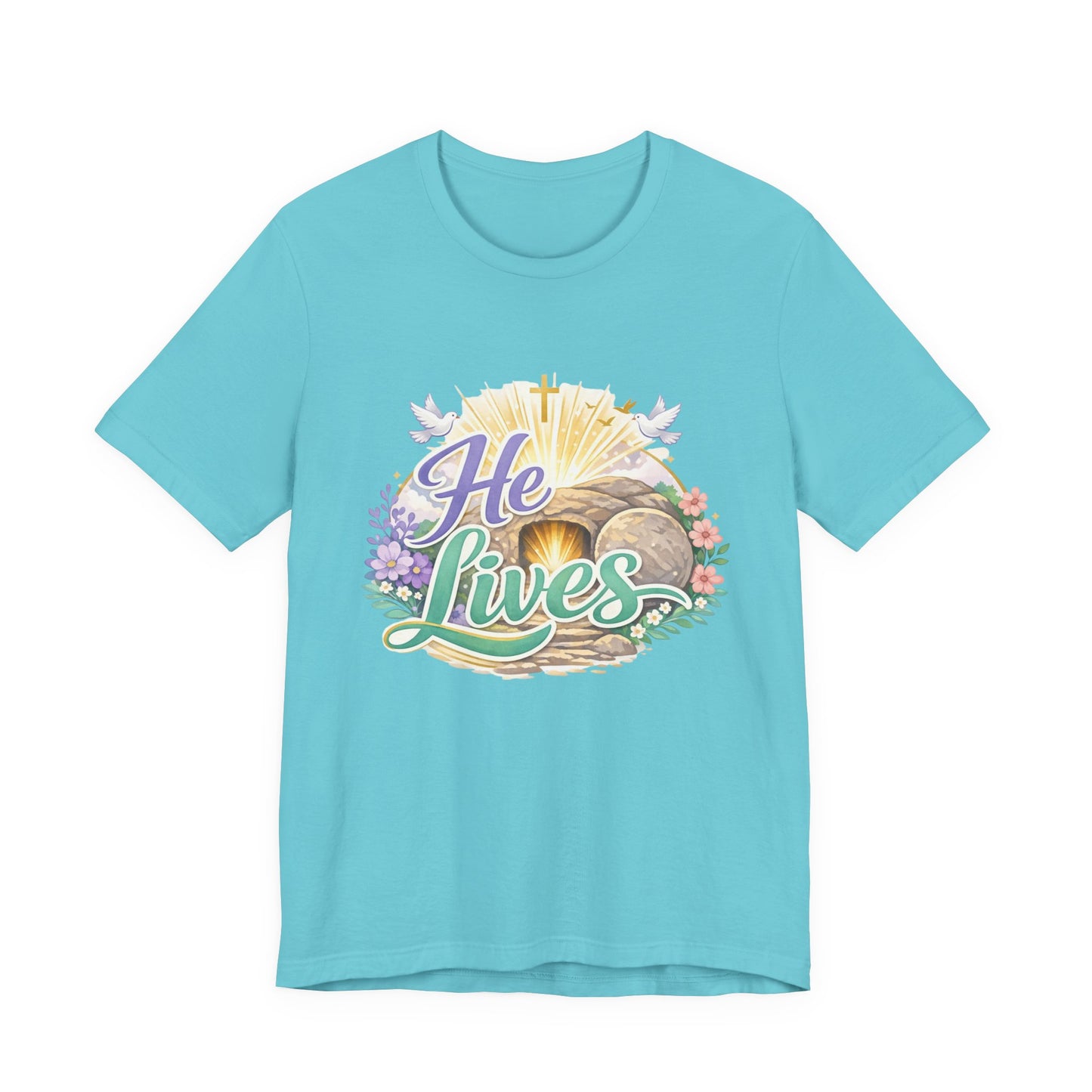 He Lives Jesus Tomb Tee — Christian Easter T‑Shirt