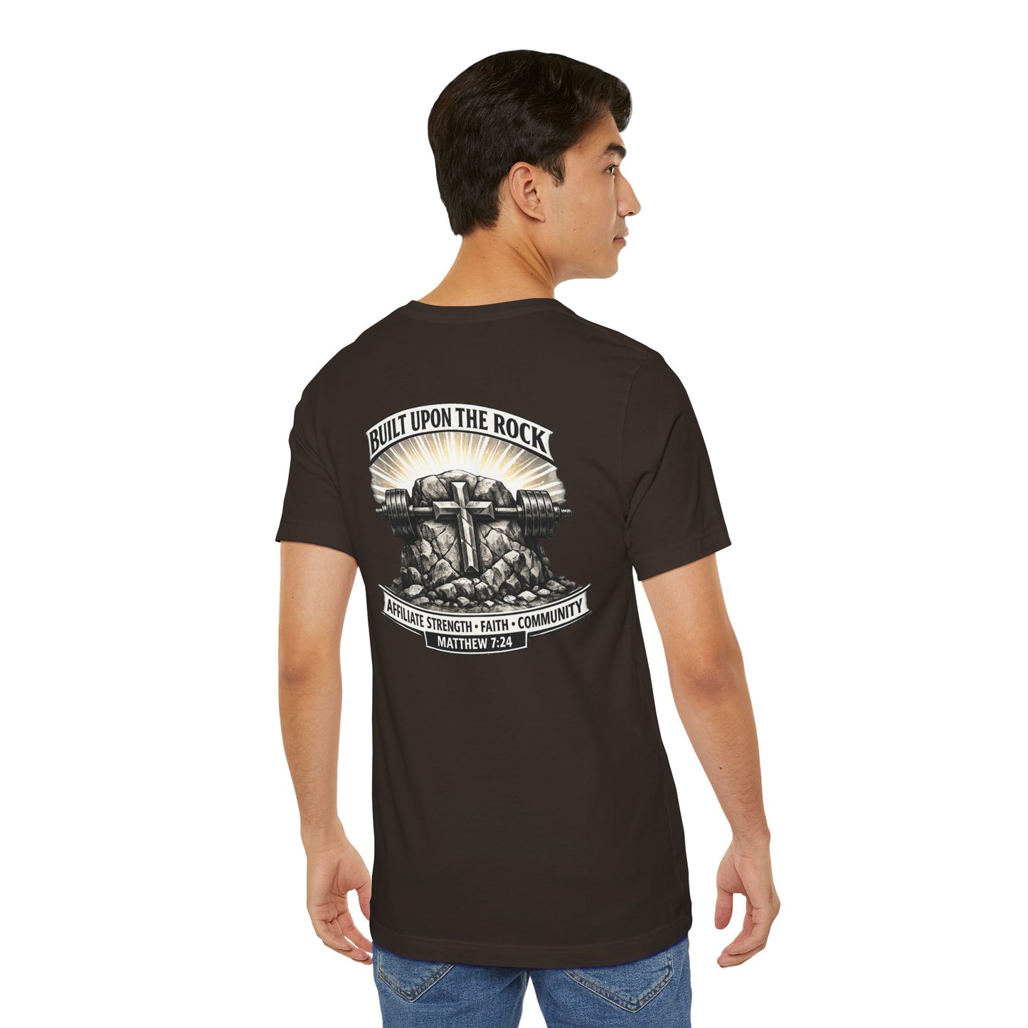 Built Upon the Rock T‑Shirt — Christian Faith Matthew 7:24 Graphic Tee