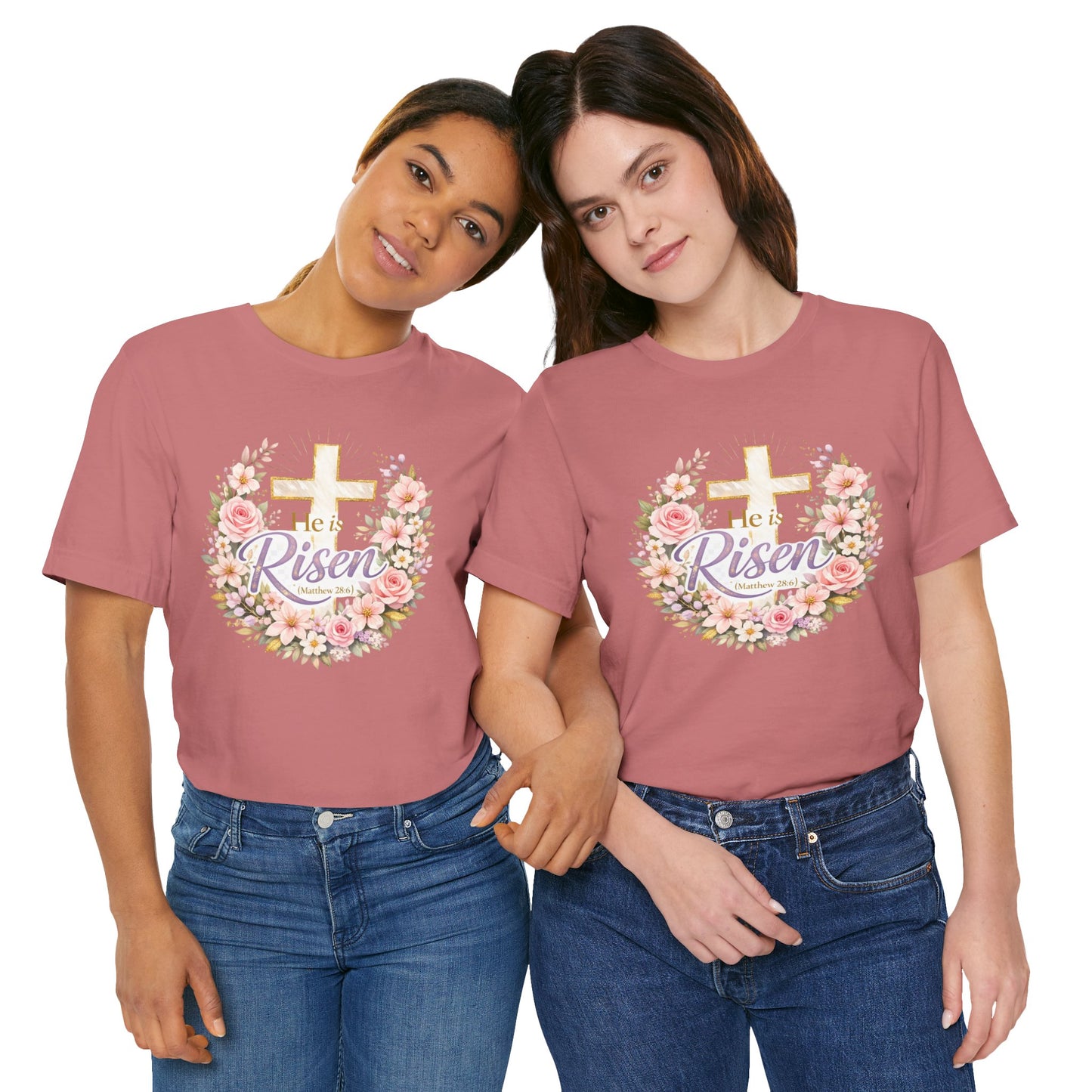 He Is Risen Floral Cross T-Shirt