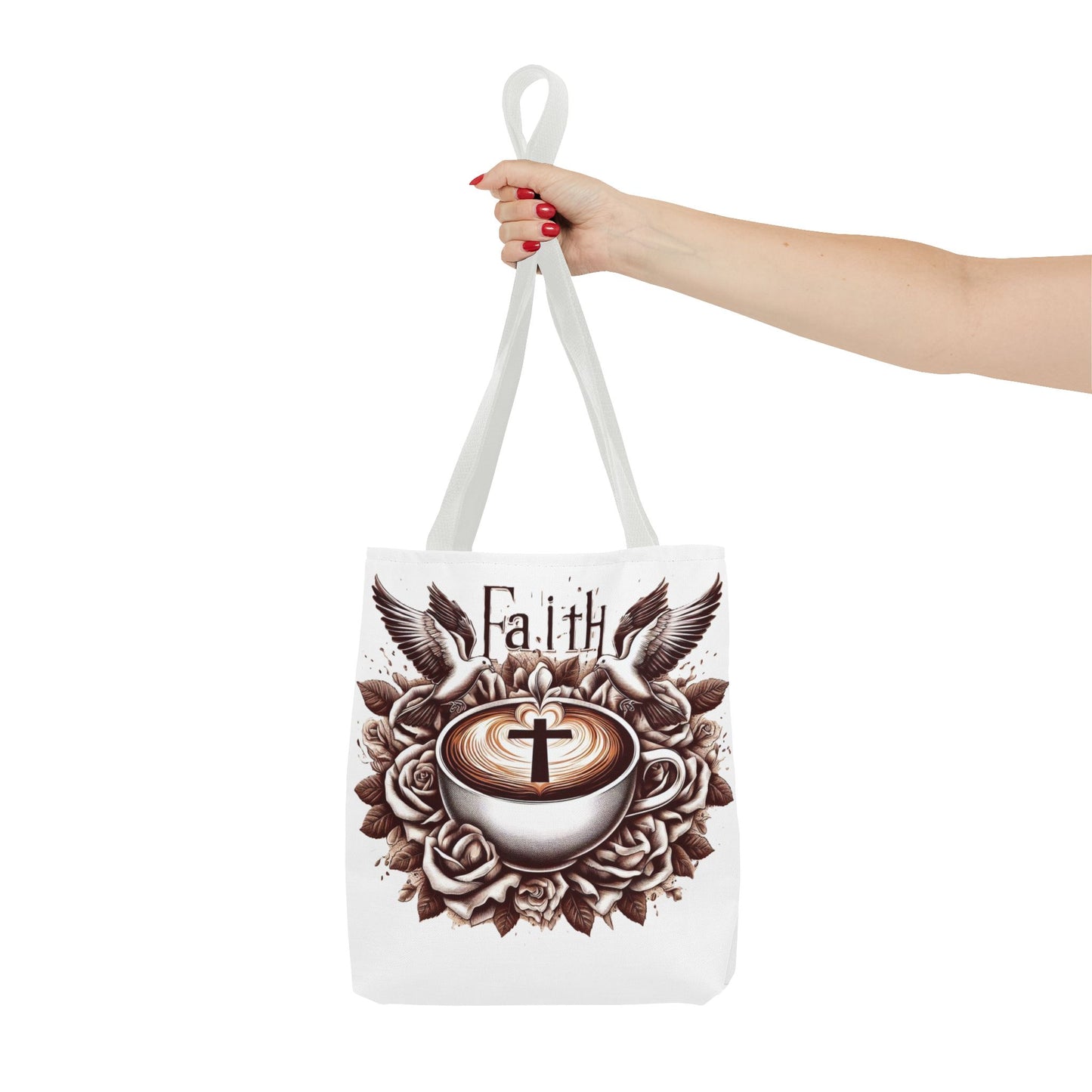 Tote Bag (AOP) "Faith and Coffee"