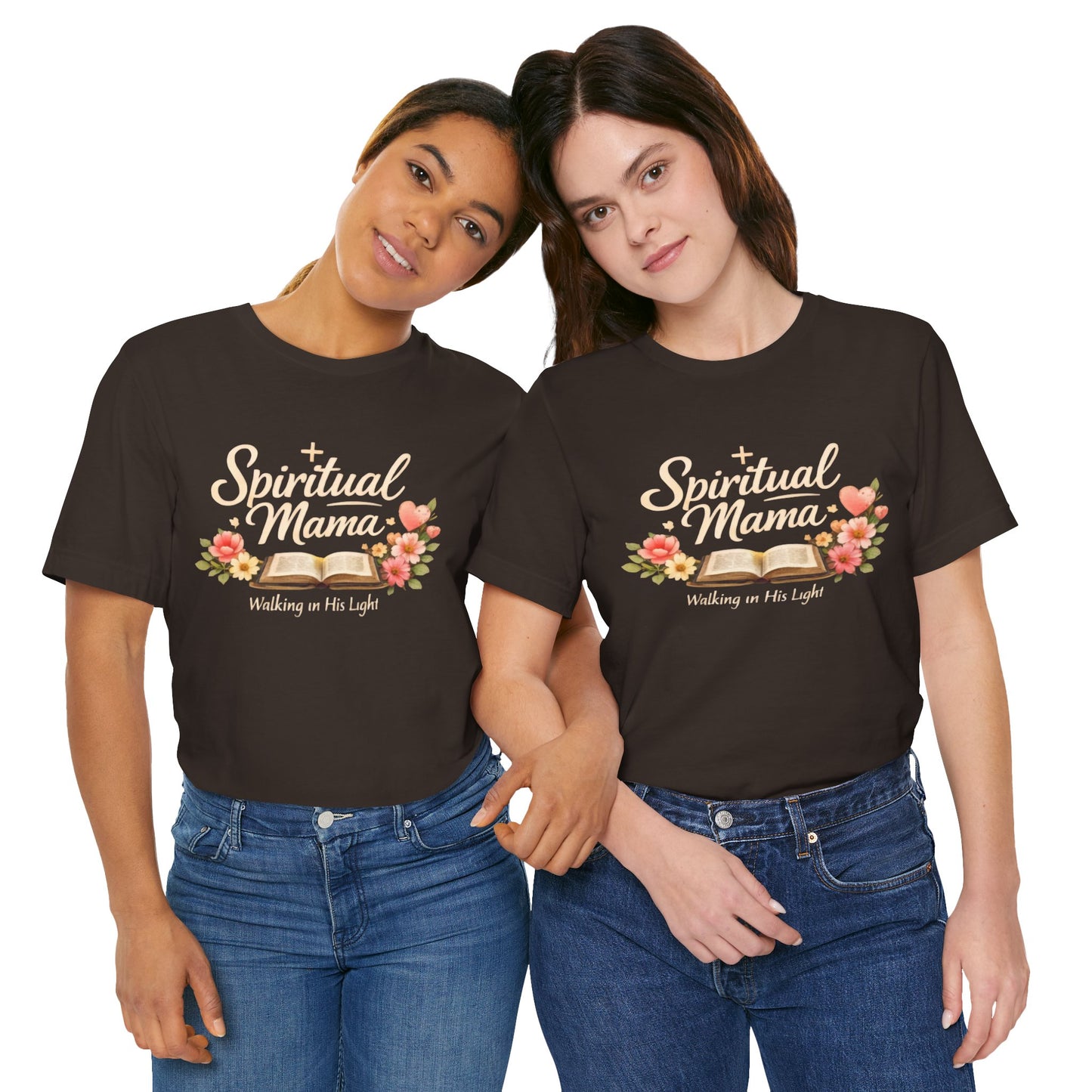 Spiritual Mama T-Shirt — "Walking in His Light" Floral Bible Tee