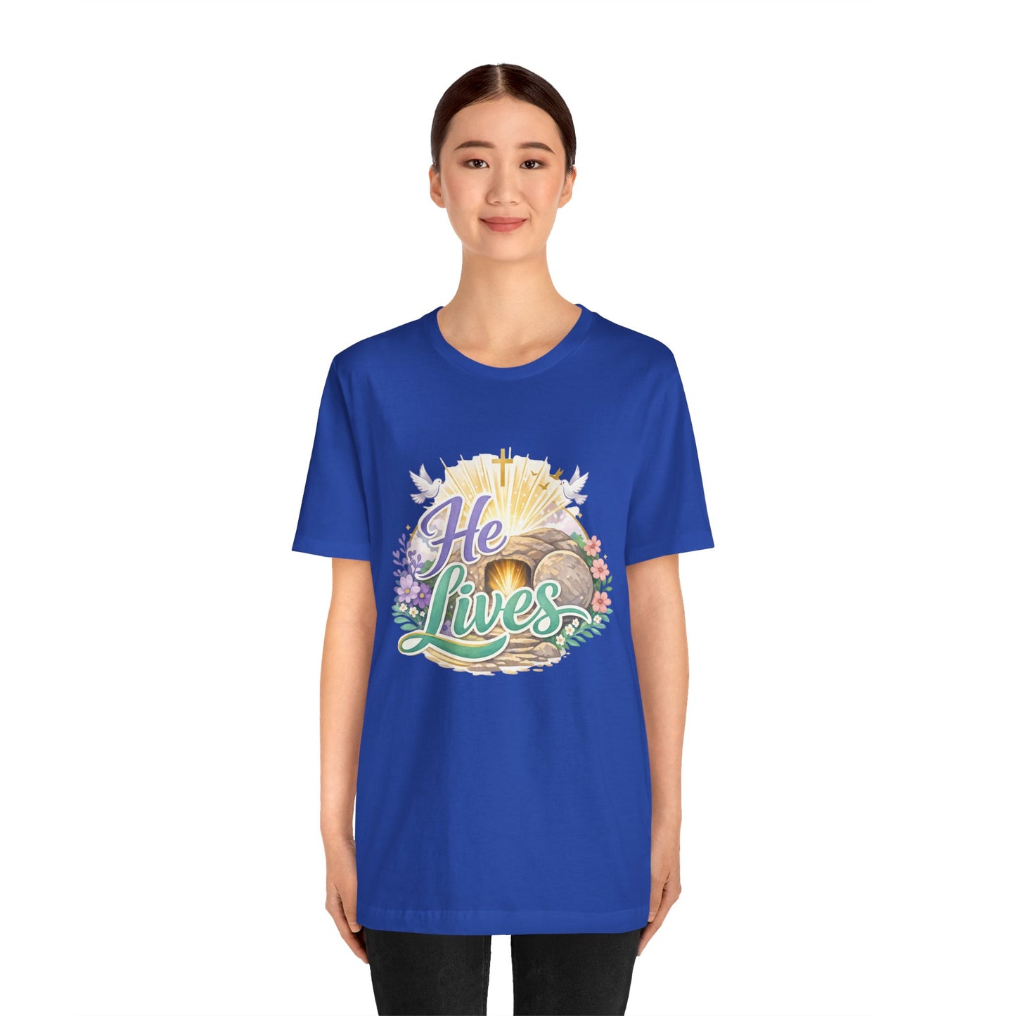 He Lives Jesus Tomb Tee — Christian Easter T‑Shirt