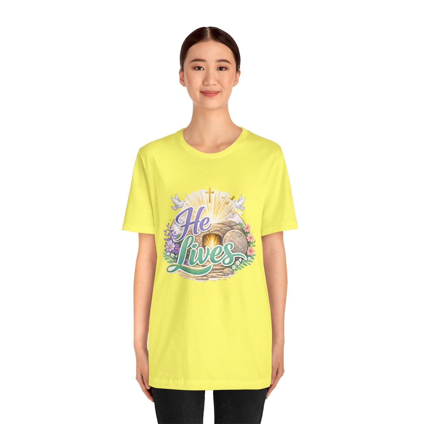 He Lives Jesus Tomb Tee — Christian Easter T‑Shirt