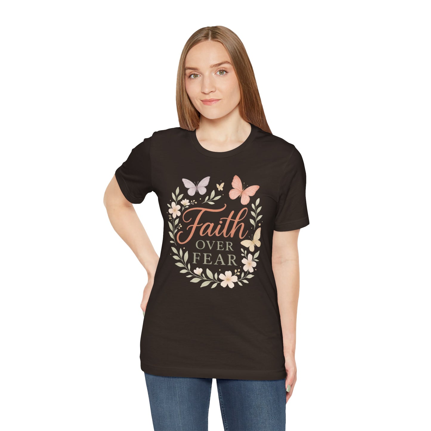 Faith Over Fear T-Shirt — Floral Butterfly Inspirational Tee