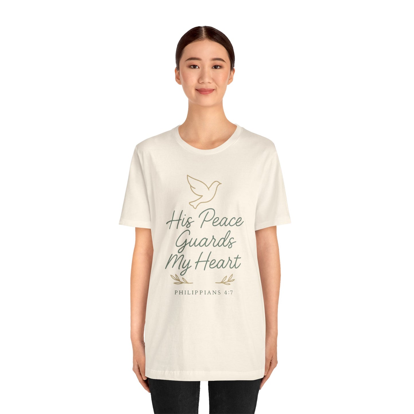 His Peace Guards My Heart Tee — Philippians 4:7 Christian Dove T-Shirt