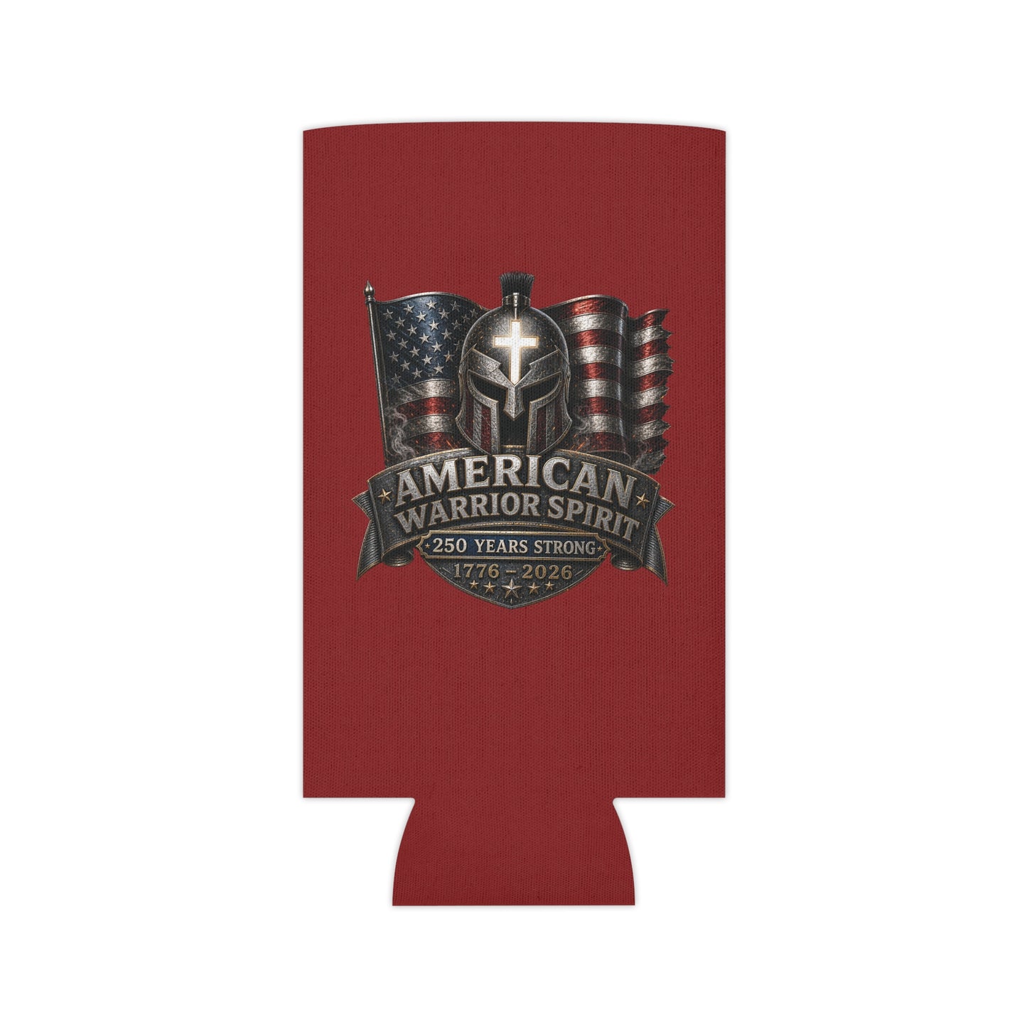 Can Cooler — American Warrior Spirit 250 Years (1776–2026) Patriotic Beer Koozie