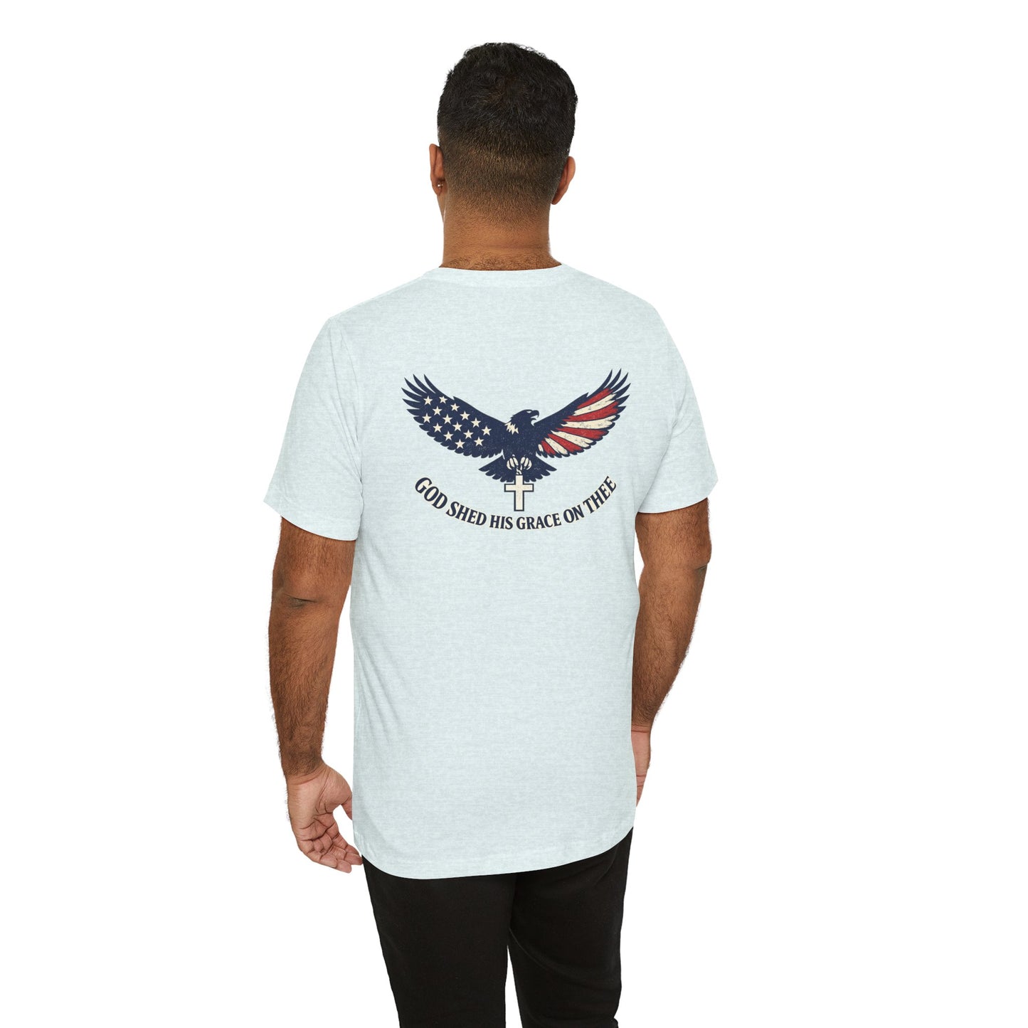 Patriotic Eagle T‑Shirt — "God Shed His Grace on Thee" Back Graphic Tee