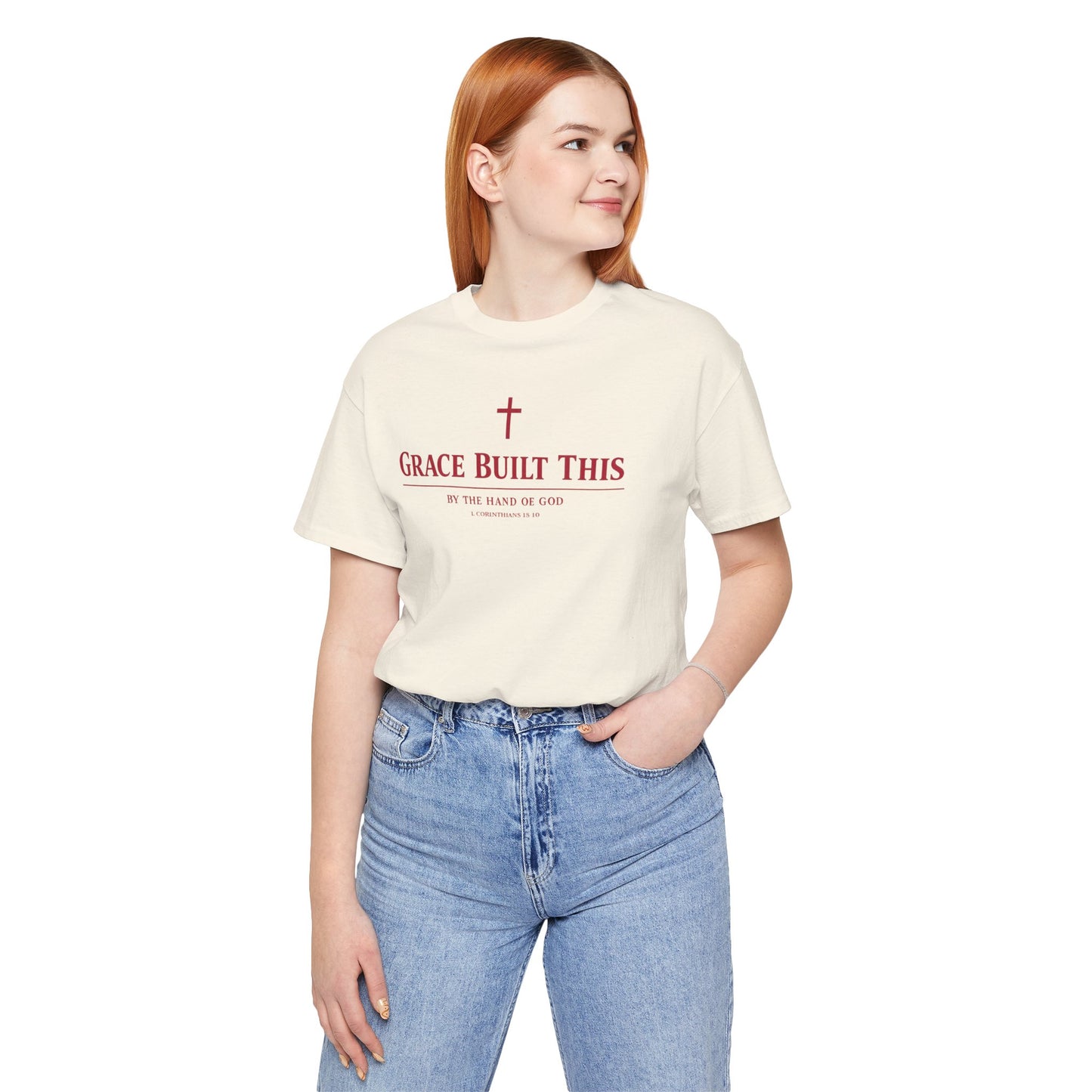 Grace Built This T-Shirt — Christian Faith Tee with Cross