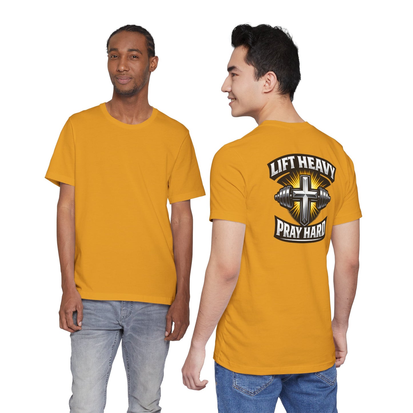 Lift Heavy Pray Hard T‑Shirt — Christian Fitness Gym Tee